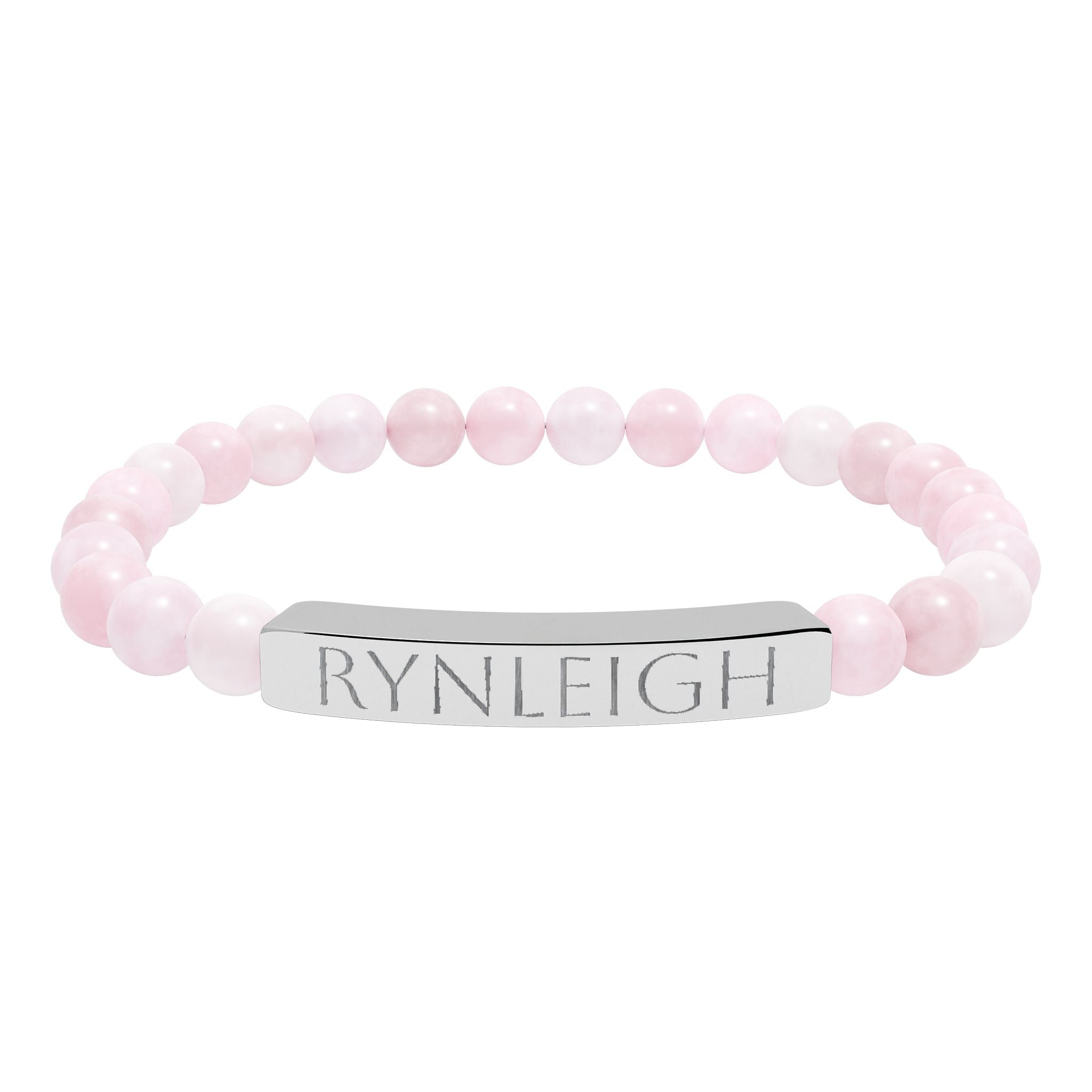 Engravable Natural Stone Bar Bracelet — Personalized Stretch Bead Bracelet