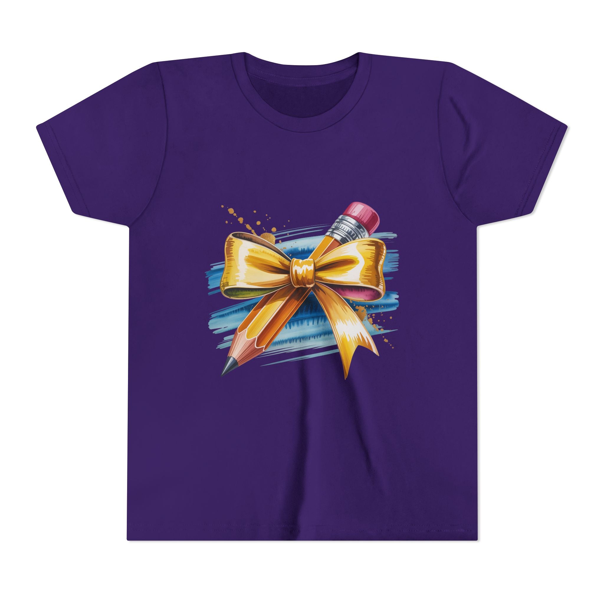 Youth Tee — Pencil with Gold Bow Back-to-School