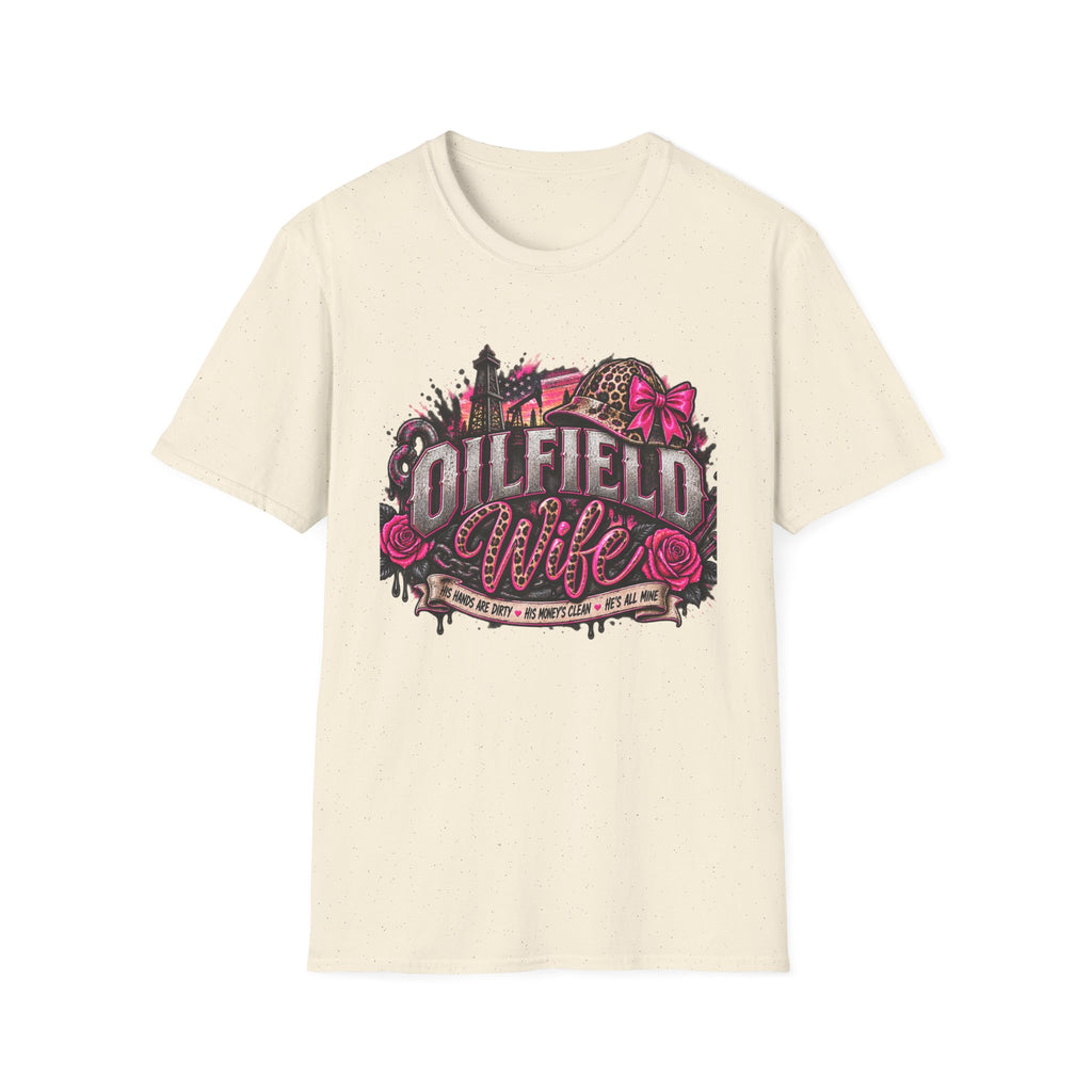 Oilfield Wife T-Shirt — Pink Leopard Bow Oilfield Graphic Tee