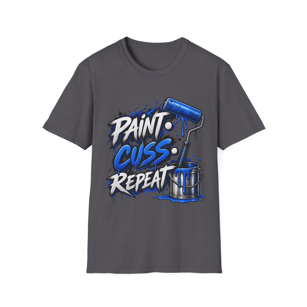Paint, Cuss, Repeat T-Shirt — Graphic Painter Roller Design