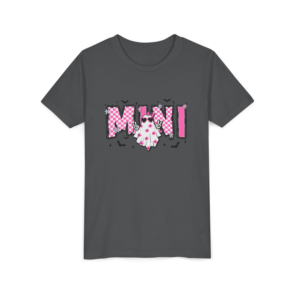 Youth Tee – 'Mimi' Pink Checker Ghost Graphic Kids Shirt