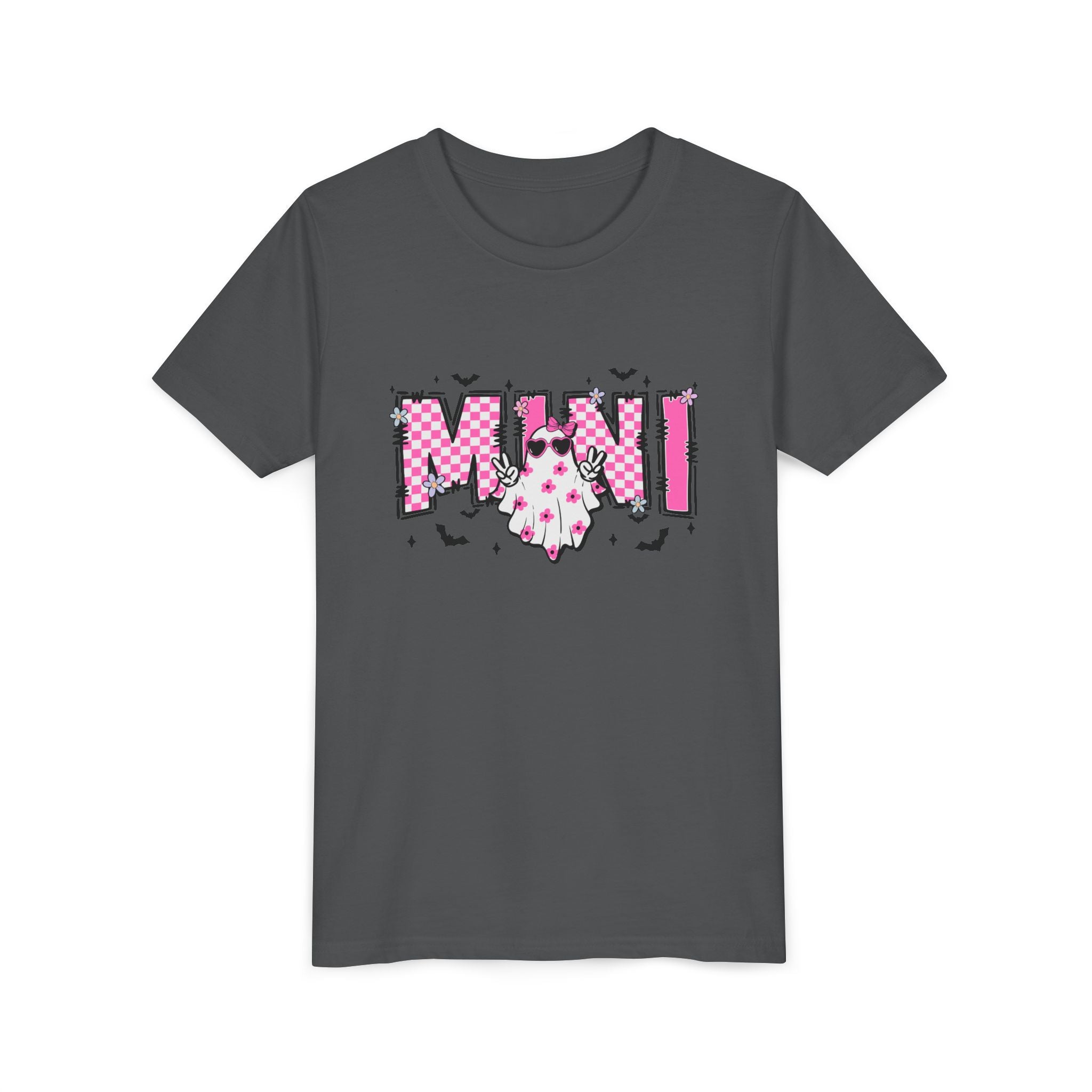 Youth Tee – 'Mimi' Pink Checker Ghost Graphic Kids Shirt