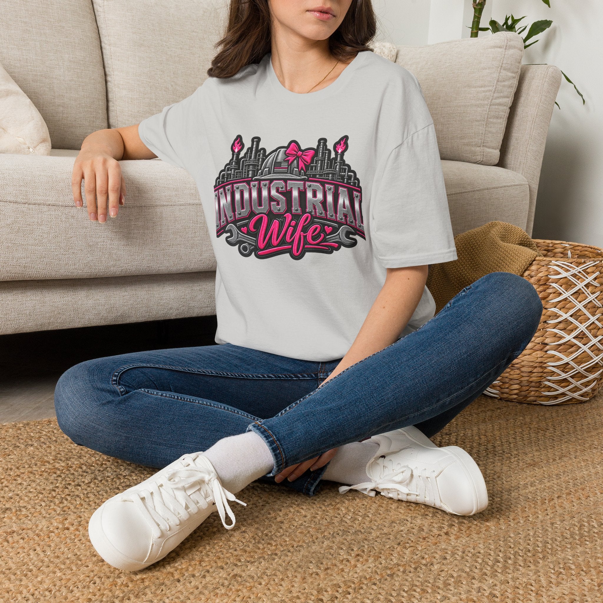 Industrial Wife T-Shirt — Pink Bow Steel Mill Apparel