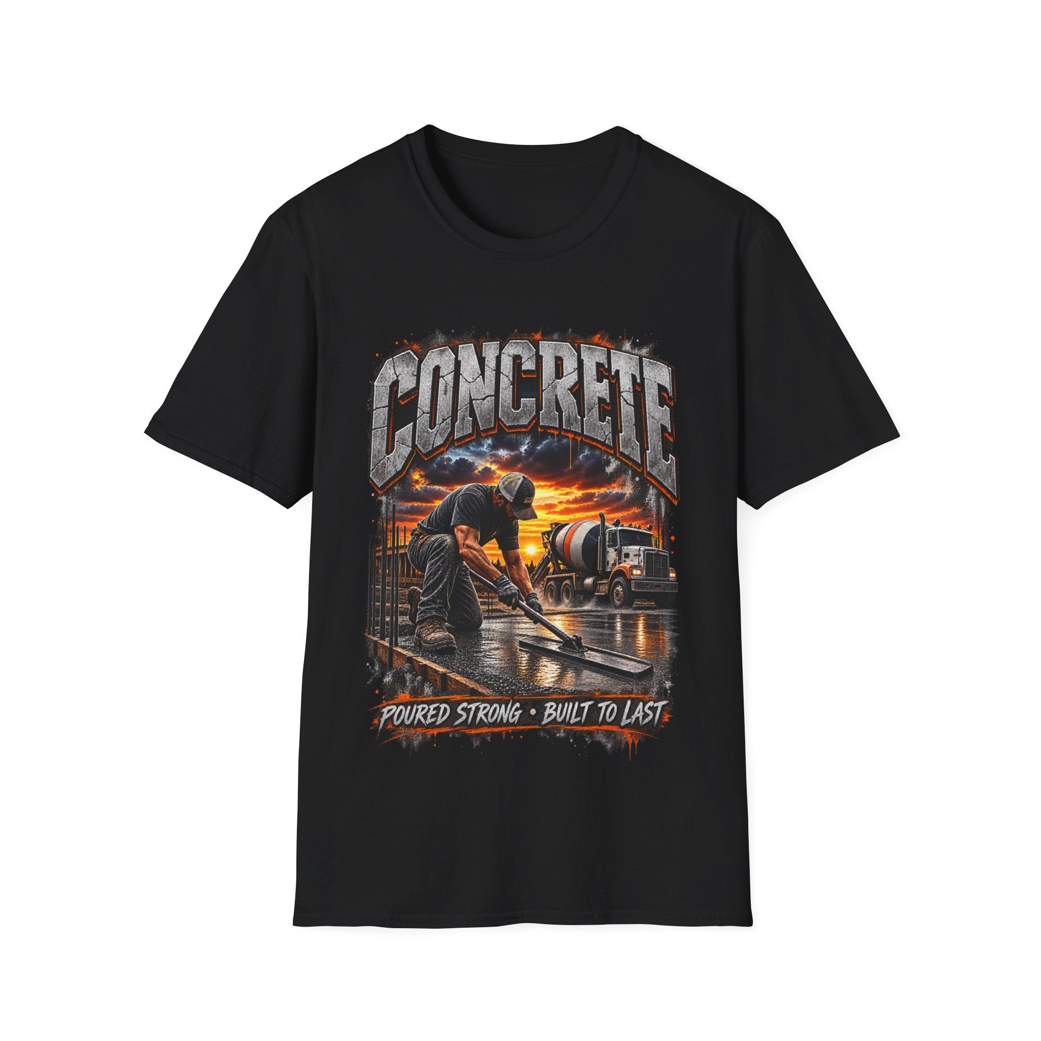 Concrete Crew T‑Shirt — Sunset Construction Graphic Tee