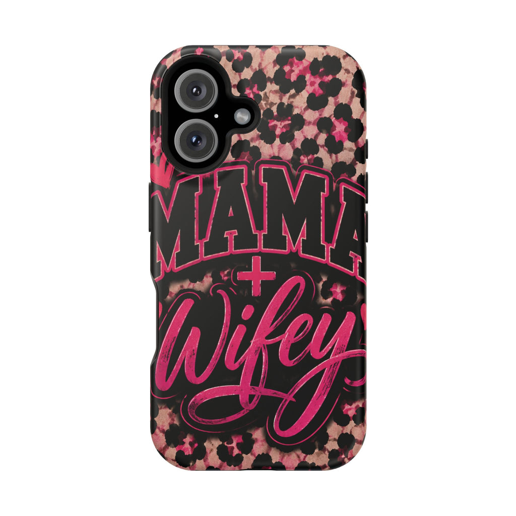 Phone Case — Pink Leopard "Mama Wifey" Magnetic Impact-Resistant Case