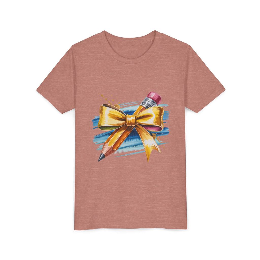 Youth Tee — Pencil with Gold Bow Back-to-School