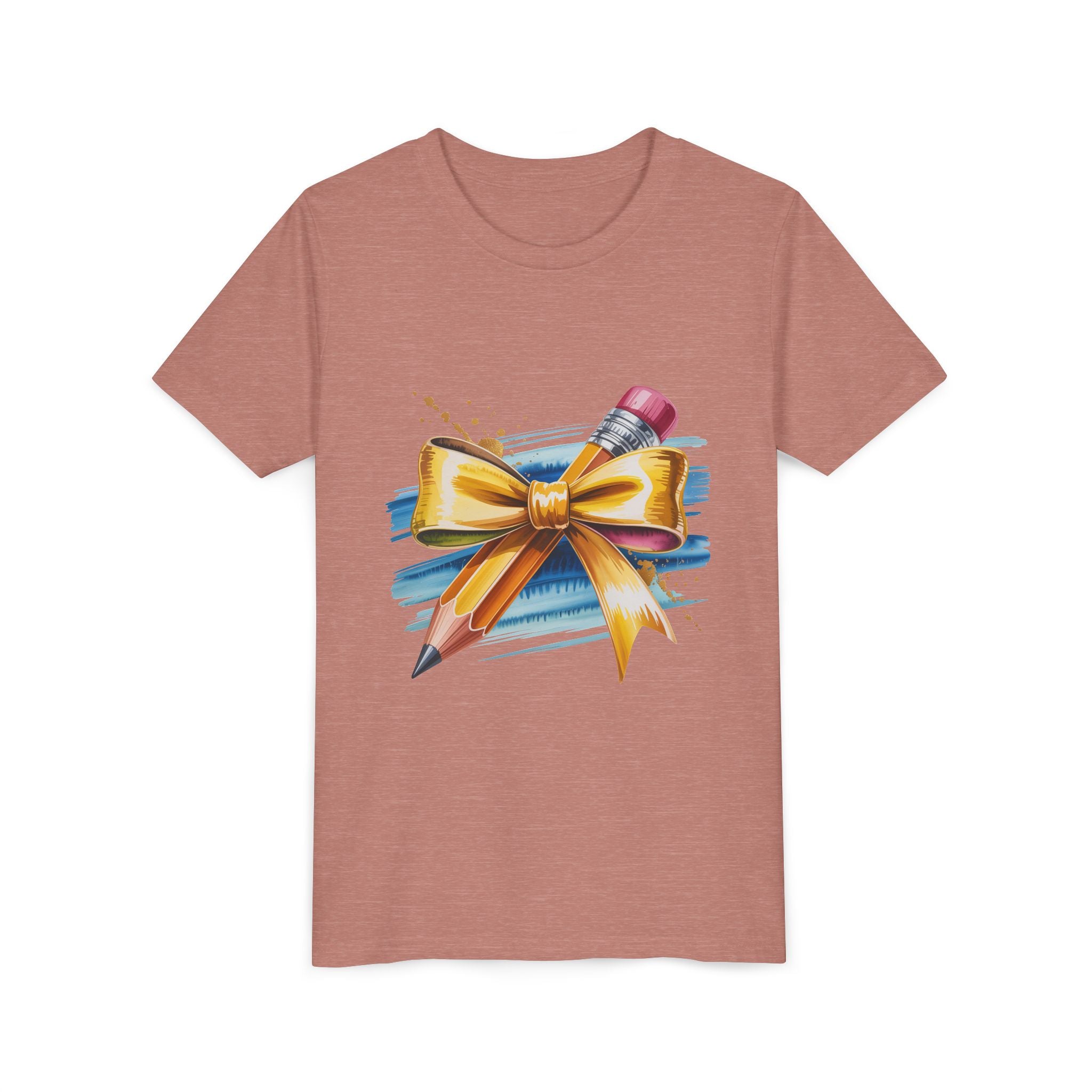 Youth Tee — Pencil with Gold Bow Back-to-School