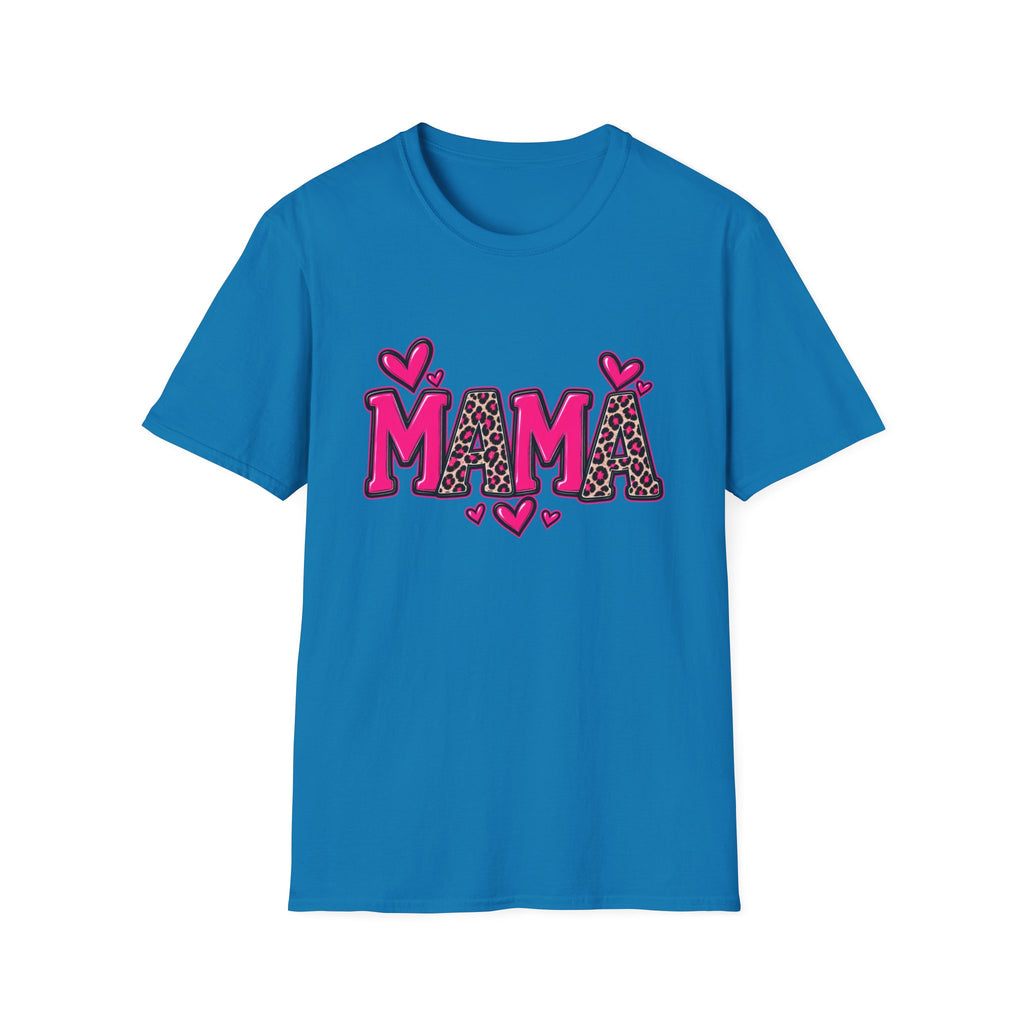 Mama Leopard Heart T‑Shirt — Cute Pink Mama Graphic Tee for Mothers’ Day