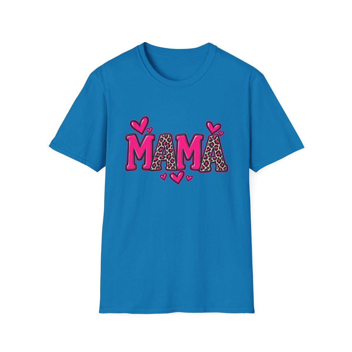 Mama Leopard Heart T‑Shirt — Cute Pink Mama Graphic Tee for Mothers’ Day