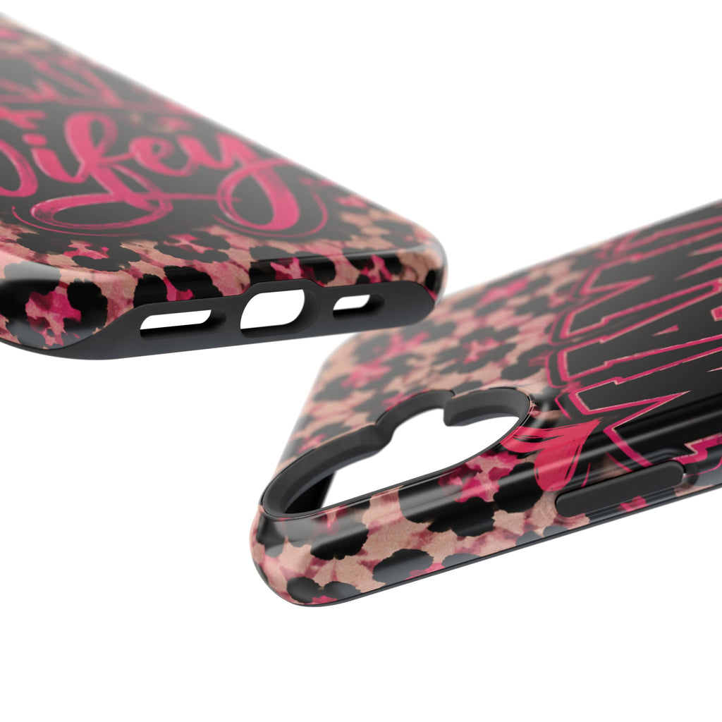 Phone Case — Pink Leopard "Mama Wifey" Magnetic Impact-Resistant Case