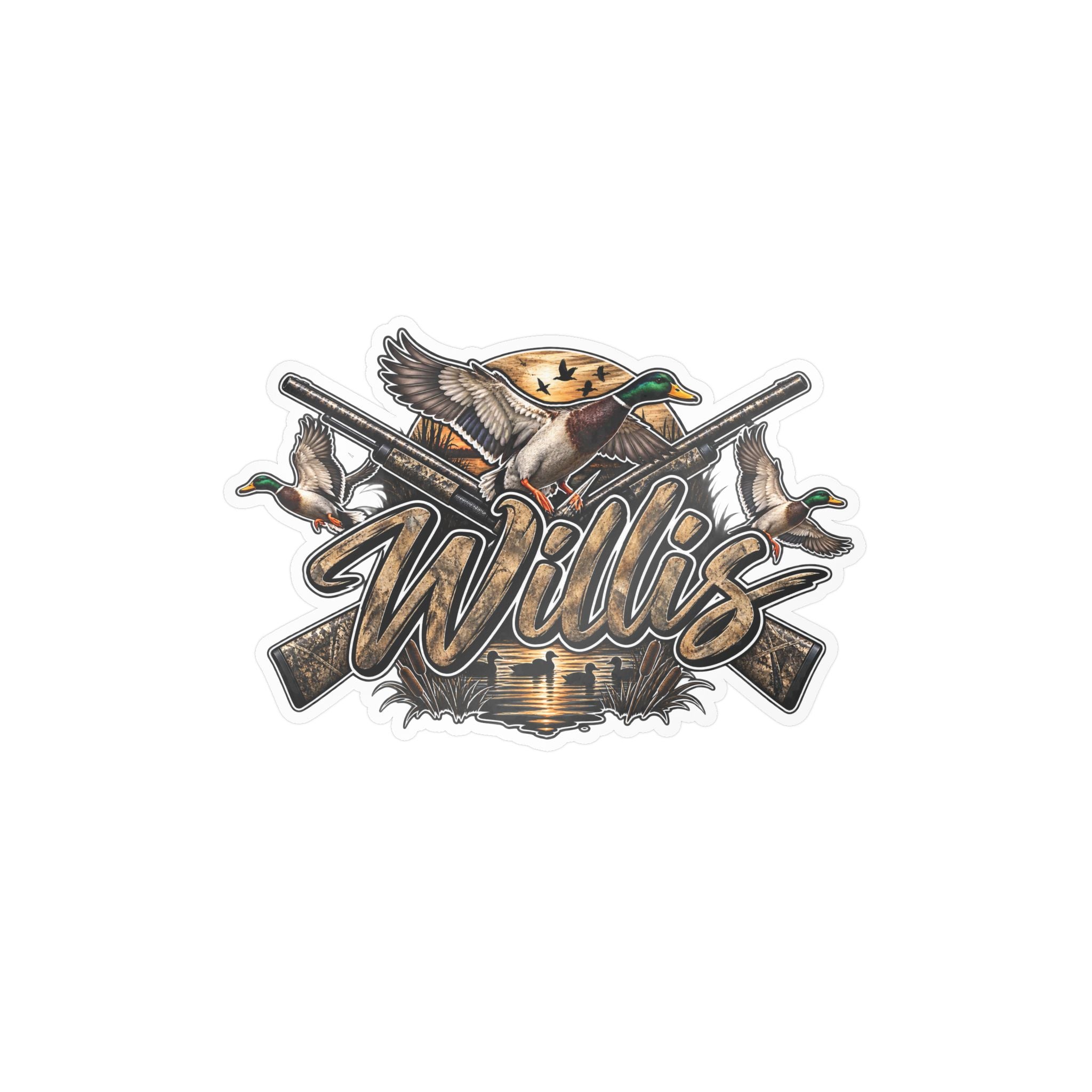 Personalized Duck Hunting Decal Sticker — "Willis" Kiss-Cut Vinyl