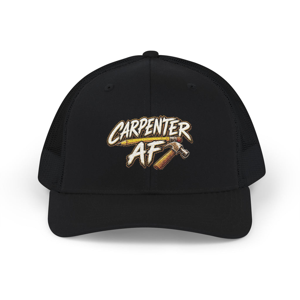 Carpenter AF Snapback Trucker Cap — Rustic Hammer Logo Hat for Woodworkers