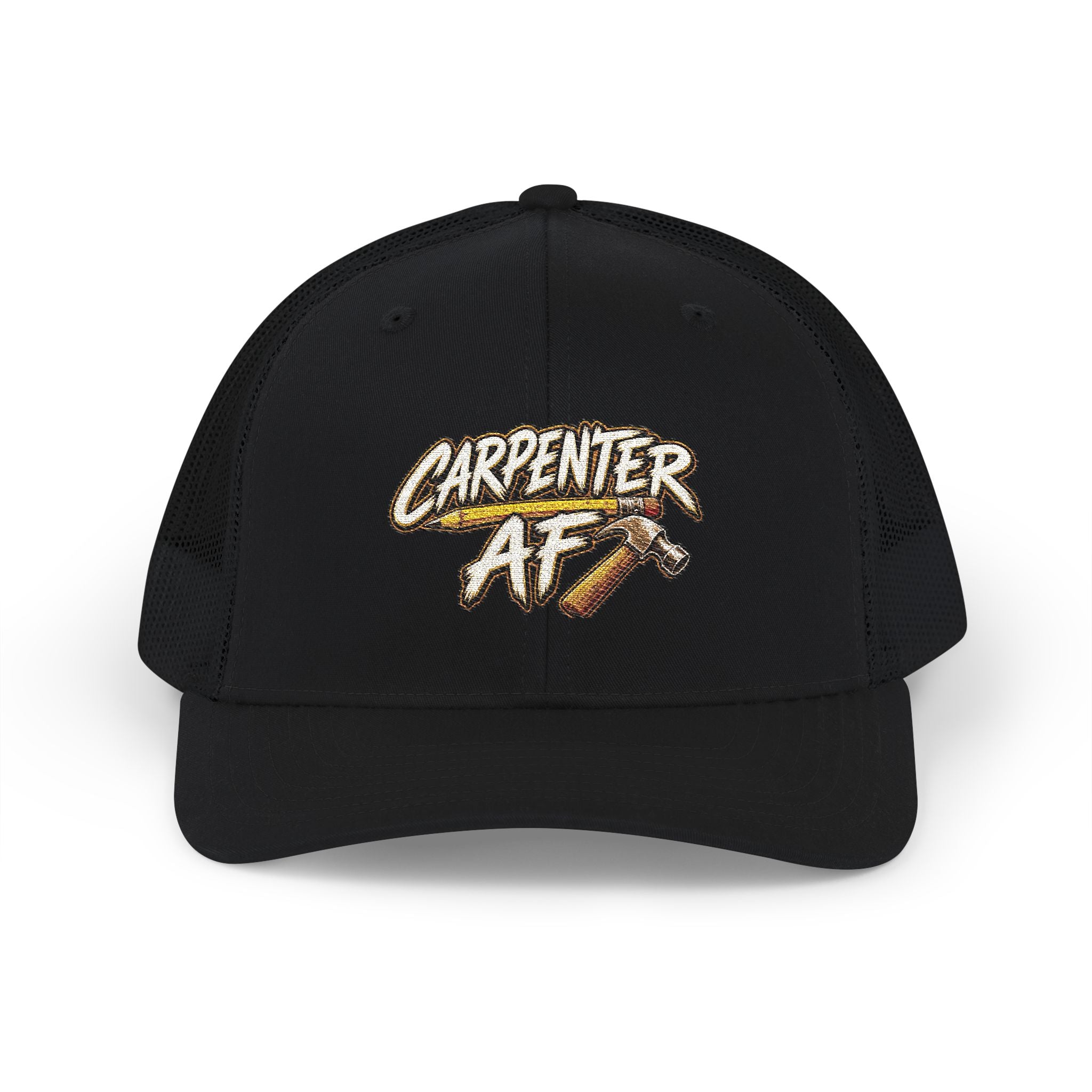 Carpenter AF Snapback Trucker Cap — Rustic Hammer Logo Hat for Woodworkers