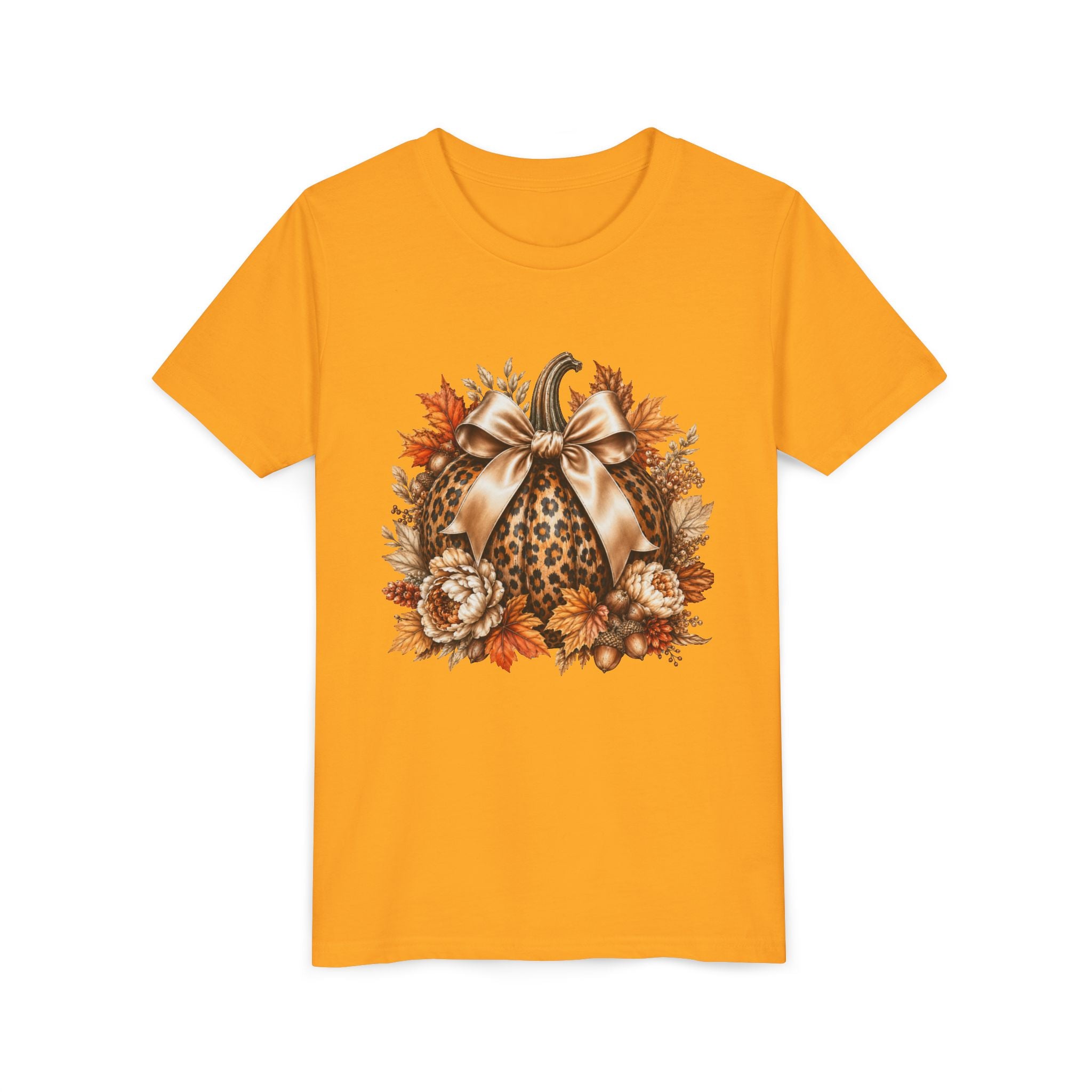 Youth Tee — Leopard Pumpkin Fall Graphic Shirt