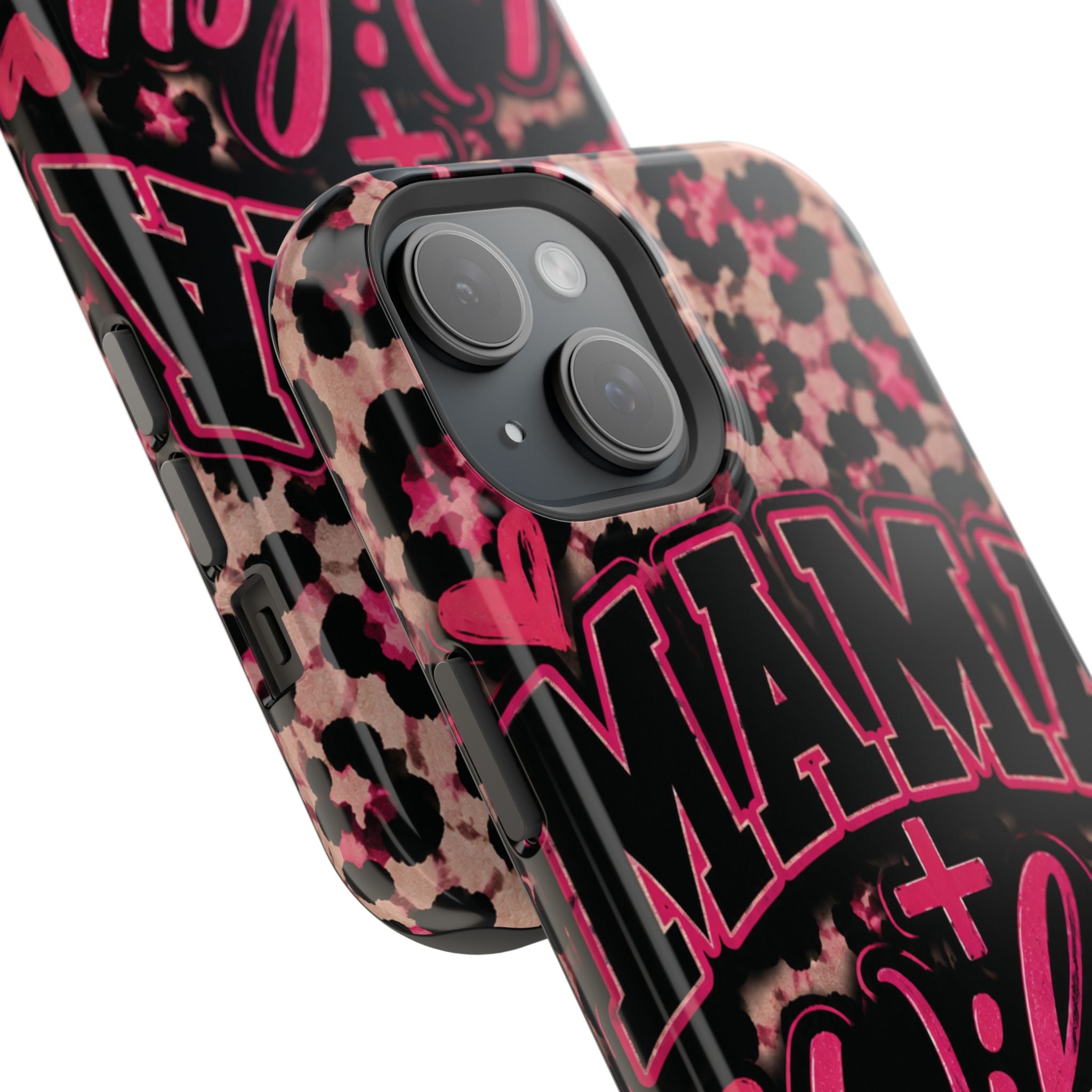 Phone Case — Pink Leopard "Mama Wifey" Magnetic Impact-Resistant Case