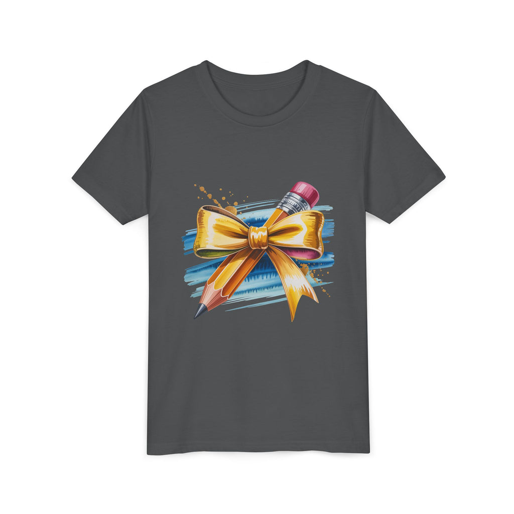 Youth Tee — Pencil with Gold Bow Back-to-School