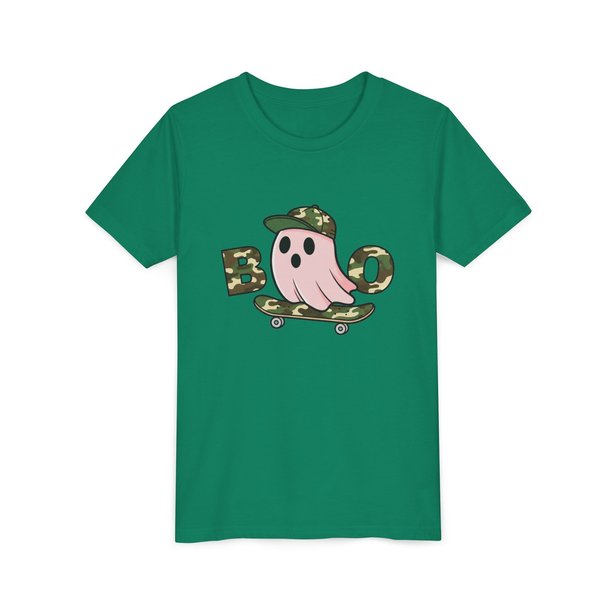 Youth Tee — Camo Skate Ghost “Boo” Graphic Tee