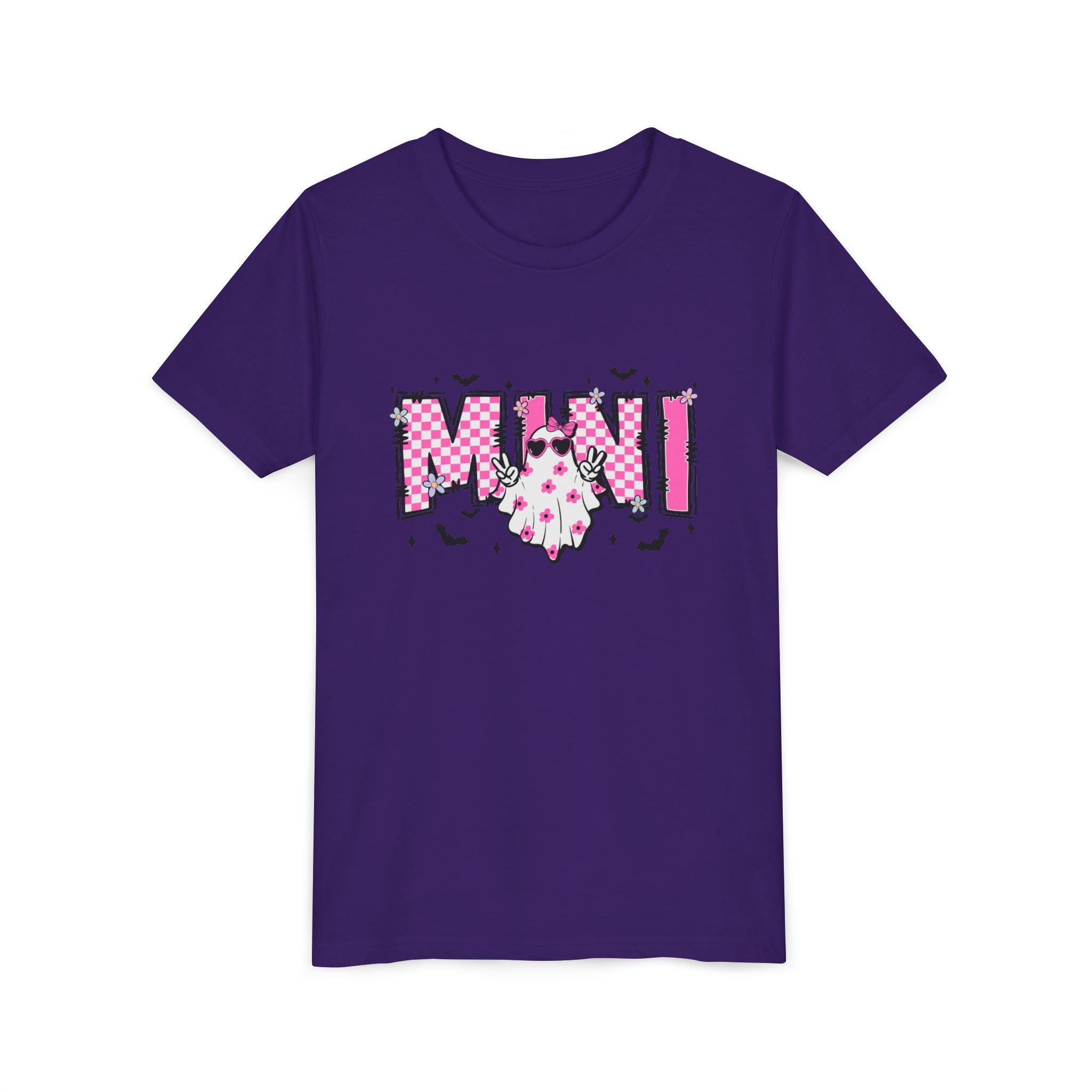 Youth Tee – 'Mimi' Pink Checker Ghost Graphic Kids Shirt
