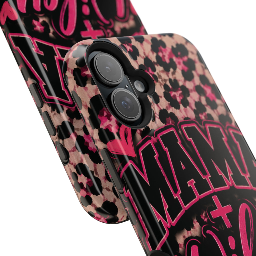Phone Case — Pink Leopard "Mama Wifey" Magnetic Impact-Resistant Case