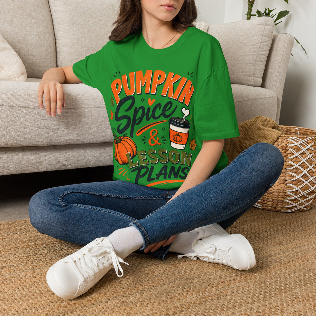 Pumpkin Spice & Lesson Plans T-Shirt — Cozy Fall Teacher Shirt