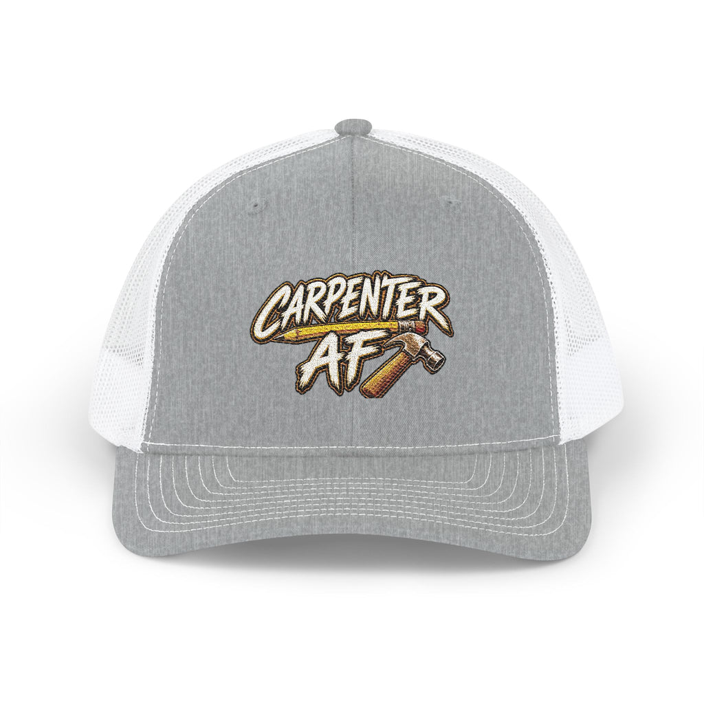 Carpenter AF Snapback Trucker Cap — Rustic Hammer Logo Hat for Woodworkers