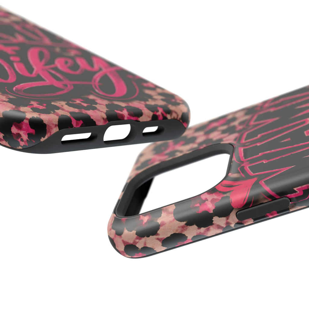 Phone Case — Pink Leopard "Mama Wifey" Magnetic Impact-Resistant Case