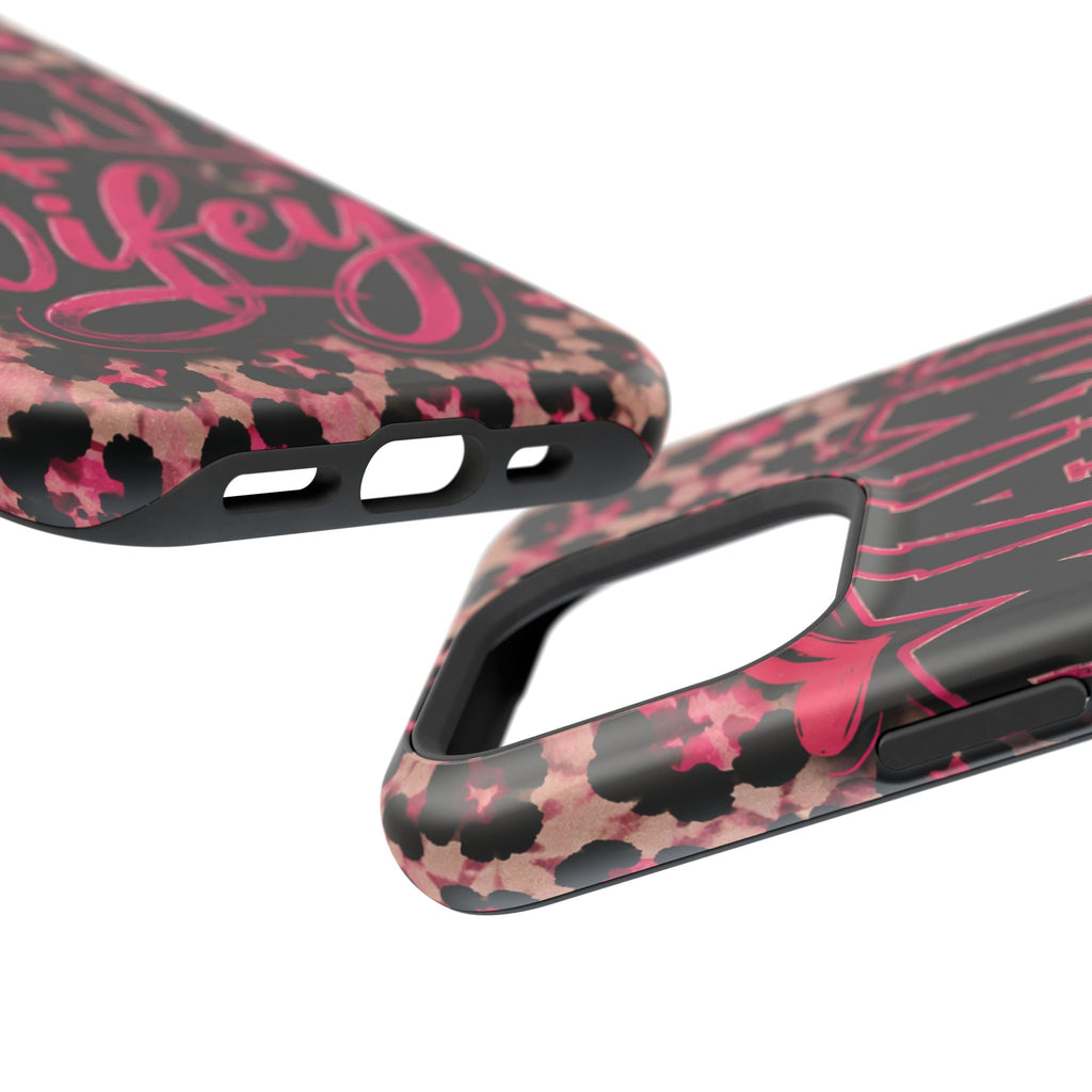 Phone Case — Pink Leopard "Mama Wifey" Magnetic Impact-Resistant Case