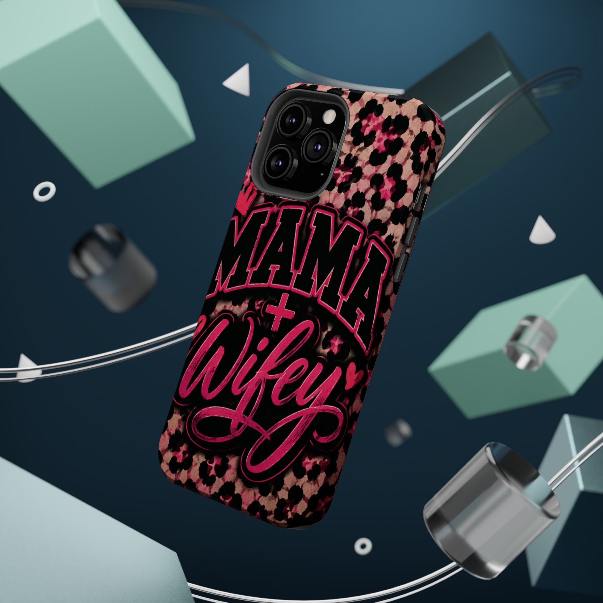 Phone Case — Pink Leopard "Mama Wifey" Magnetic Impact-Resistant Case