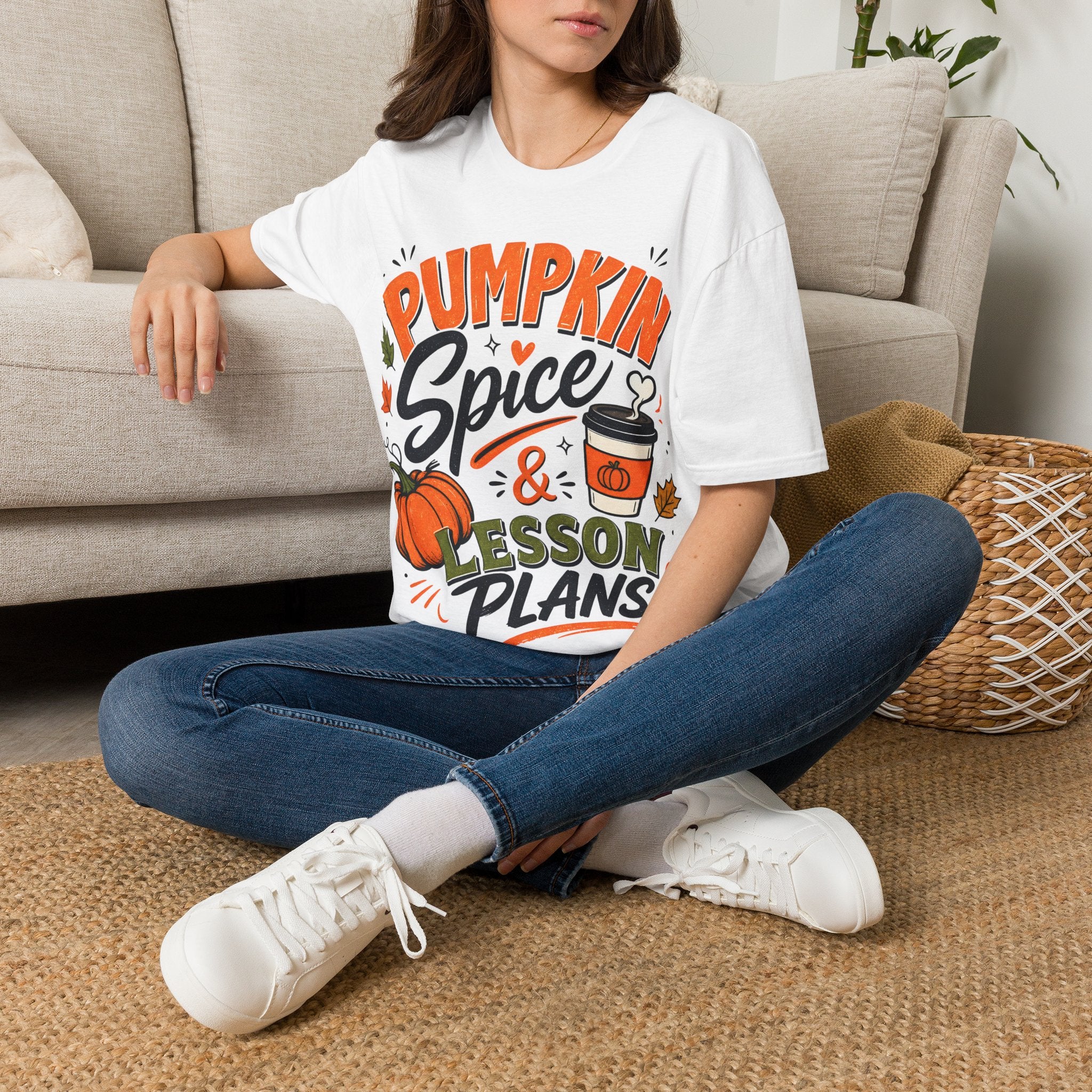 Pumpkin Spice & Lesson Plans T-Shirt — Cozy Fall Teacher Shirt