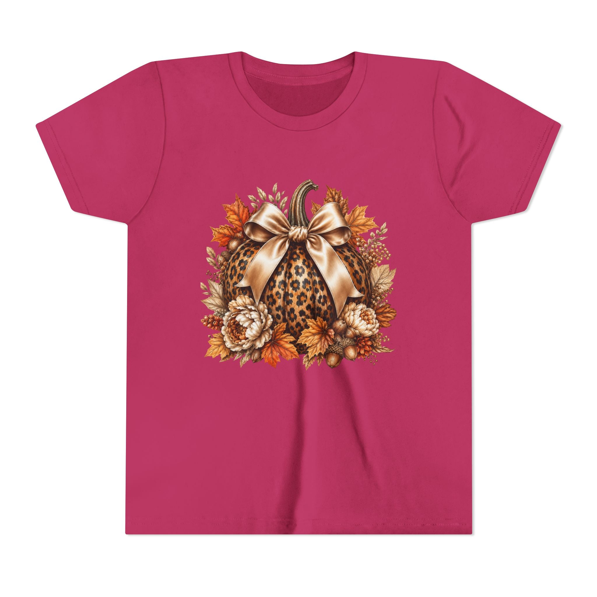 Youth Tee — Leopard Pumpkin Fall Graphic Shirt