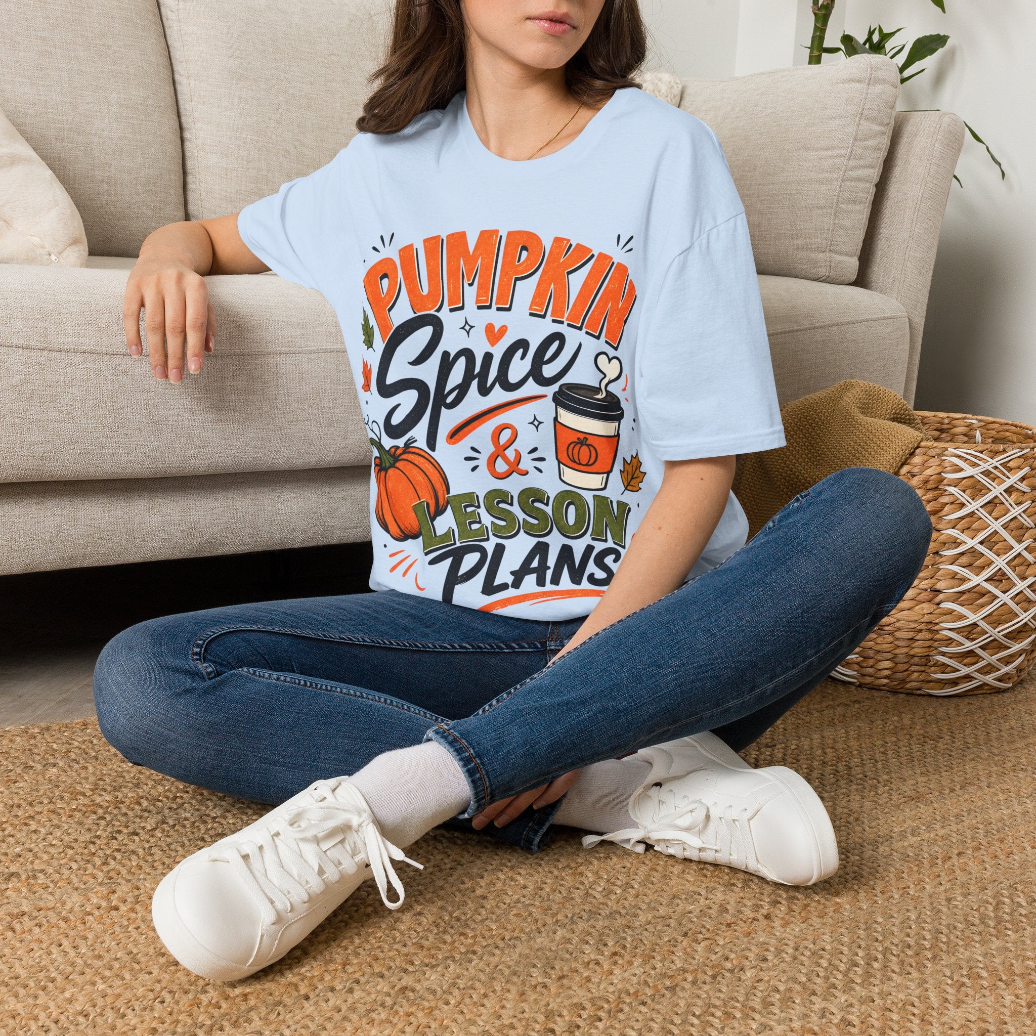 Pumpkin Spice & Lesson Plans T-Shirt — Cozy Fall Teacher Shirt