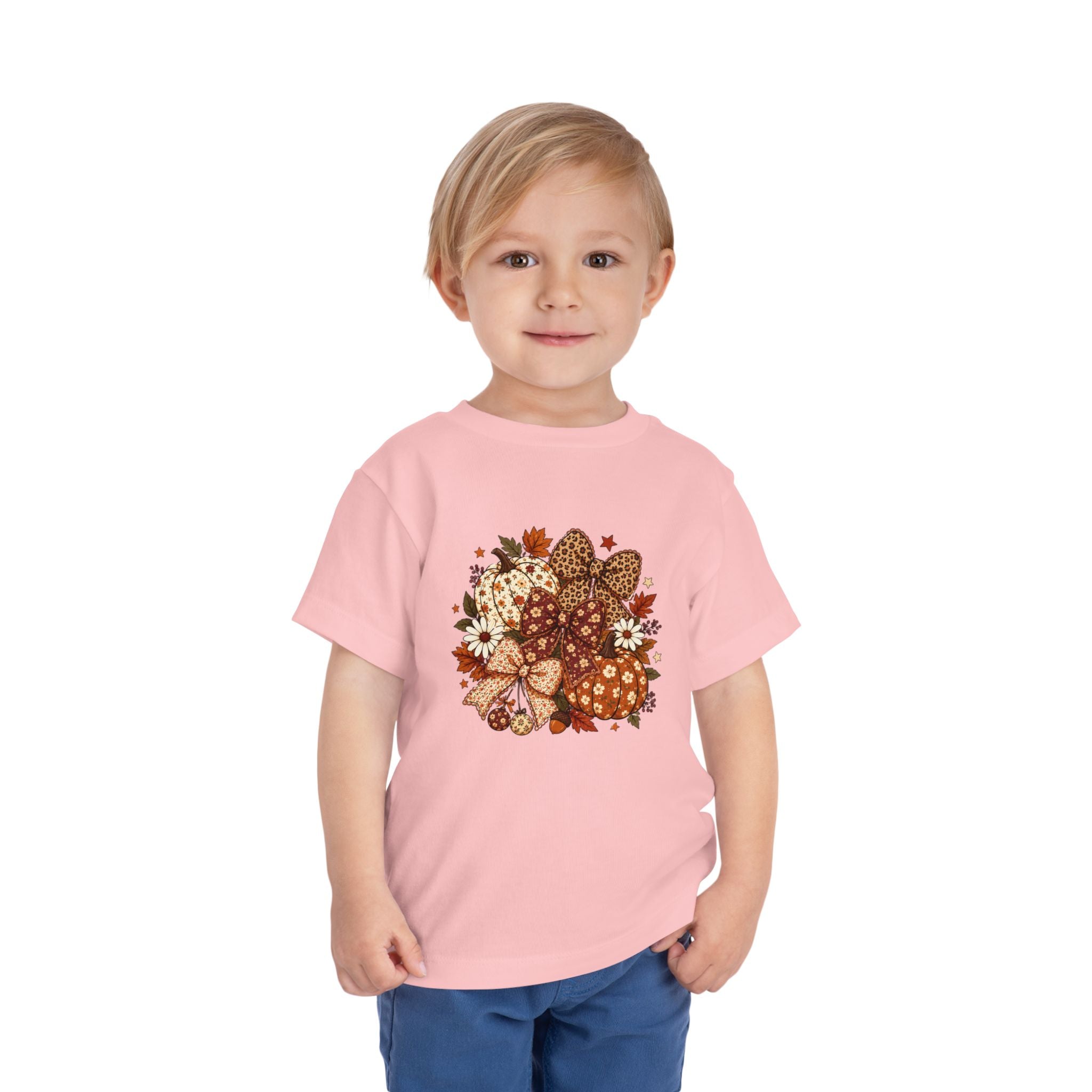 Toddler Tee — Autumn Leopard Floral Pumpkins Fall Bouquet