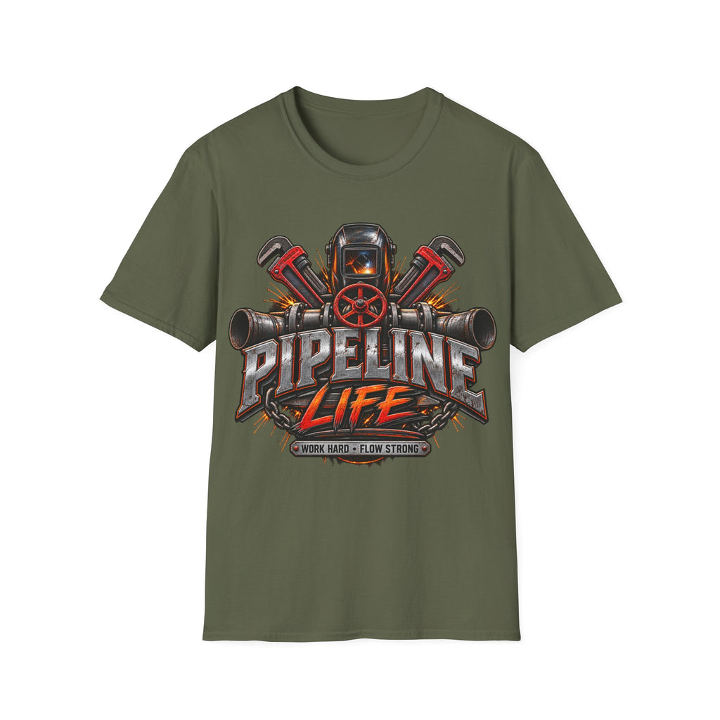 Pipeline Life T-Shirt — Industrial Welding & Pipefitting Crew Tee