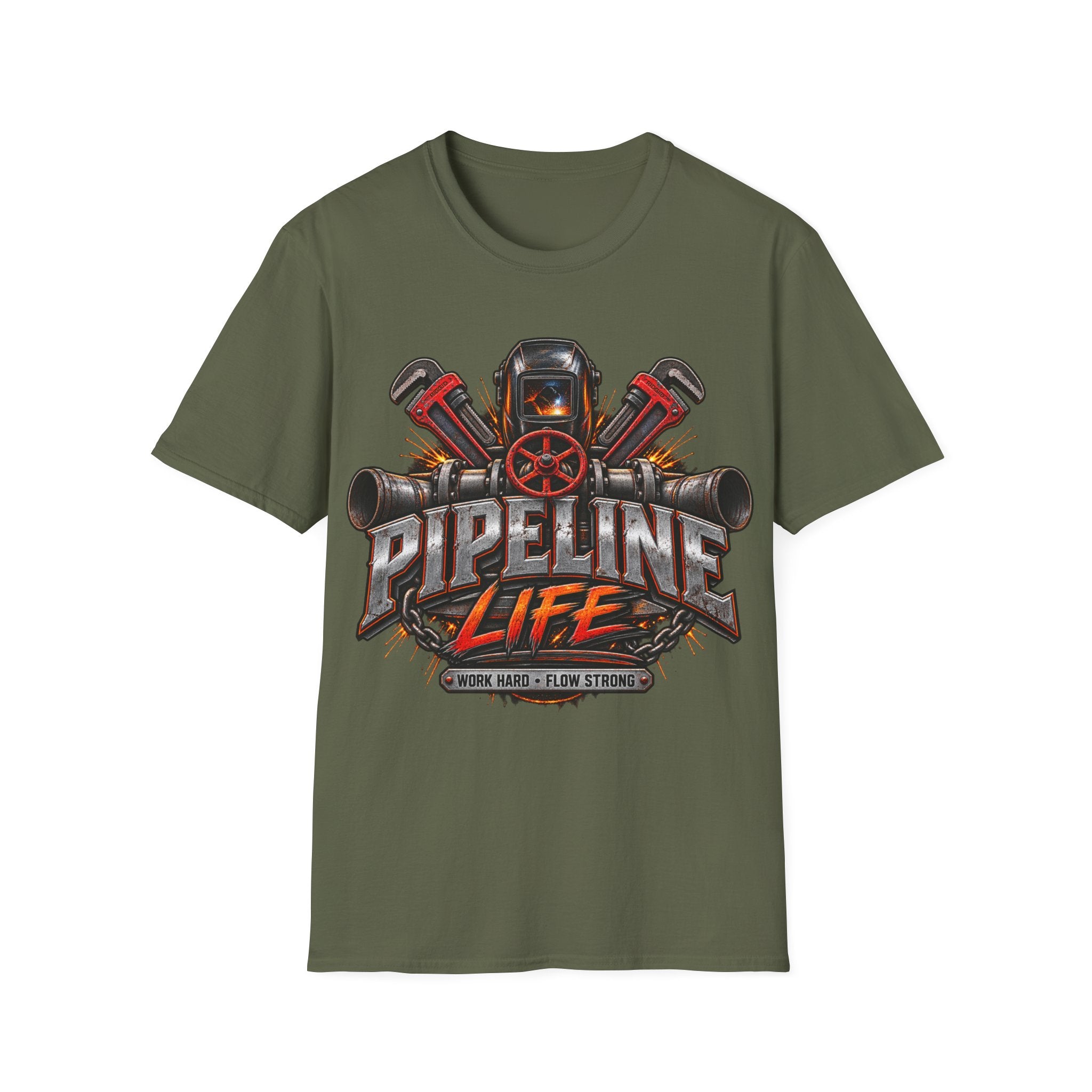 Pipeline Life T-Shirt — Industrial Welding & Pipefitting Crew Tee