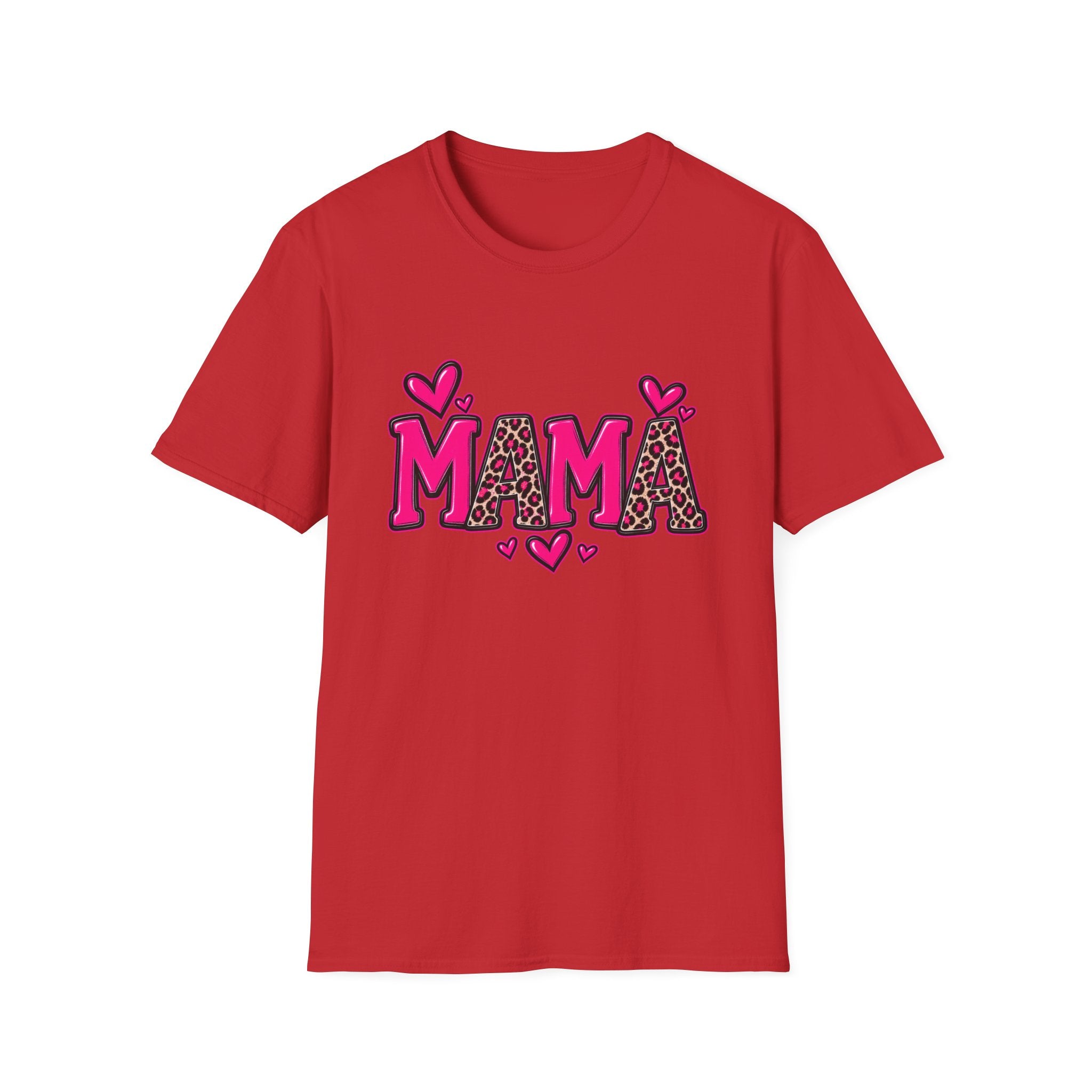 Mama Leopard Heart T‑Shirt — Cute Pink Mama Graphic Tee for Mothers’ Day