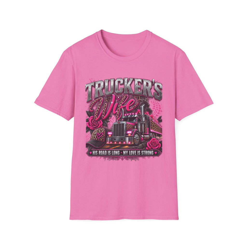 Trucker's Wife T-Shirt — Pink Heart Truck Tee for Trucking Wives