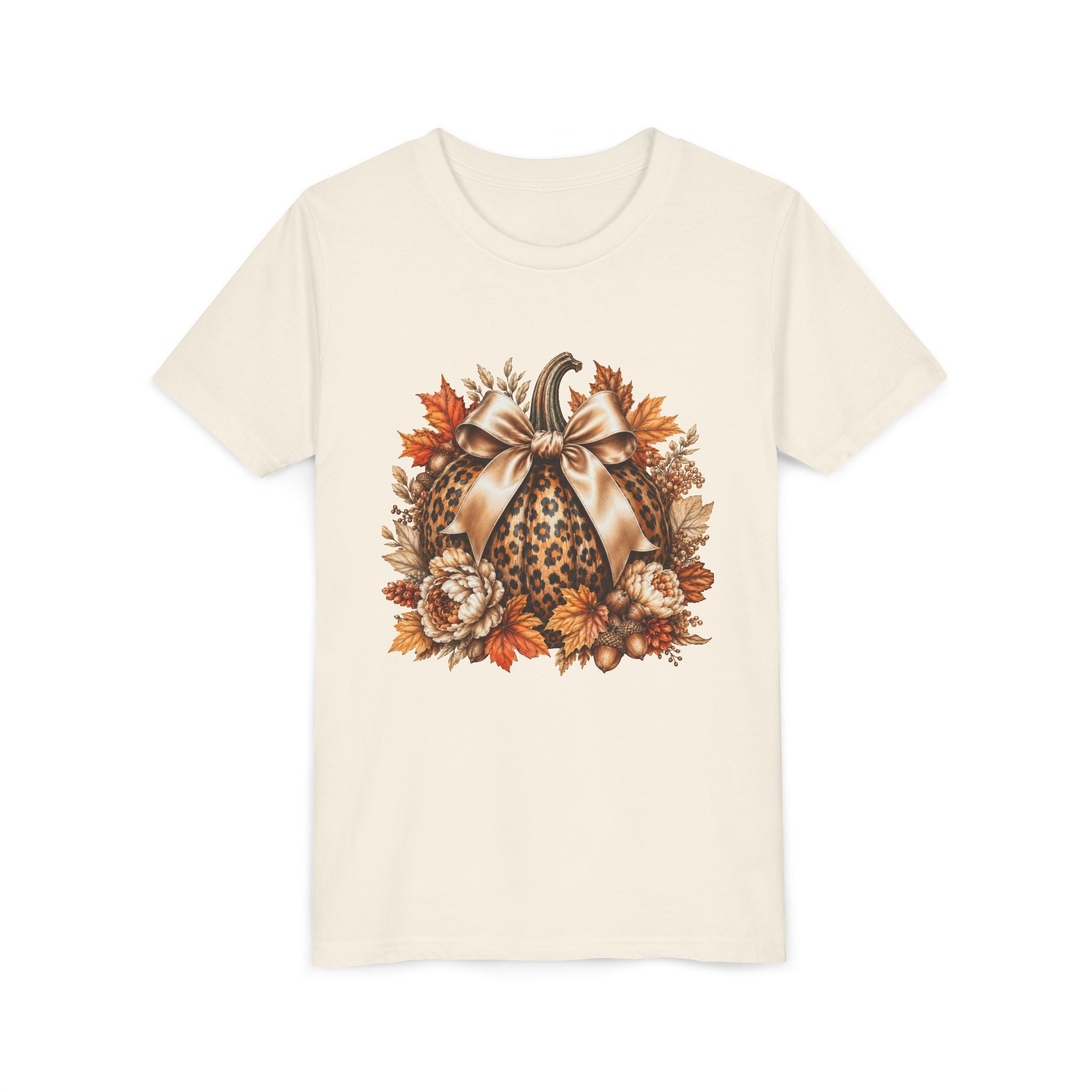 Youth Tee — Leopard Pumpkin Fall Graphic Shirt