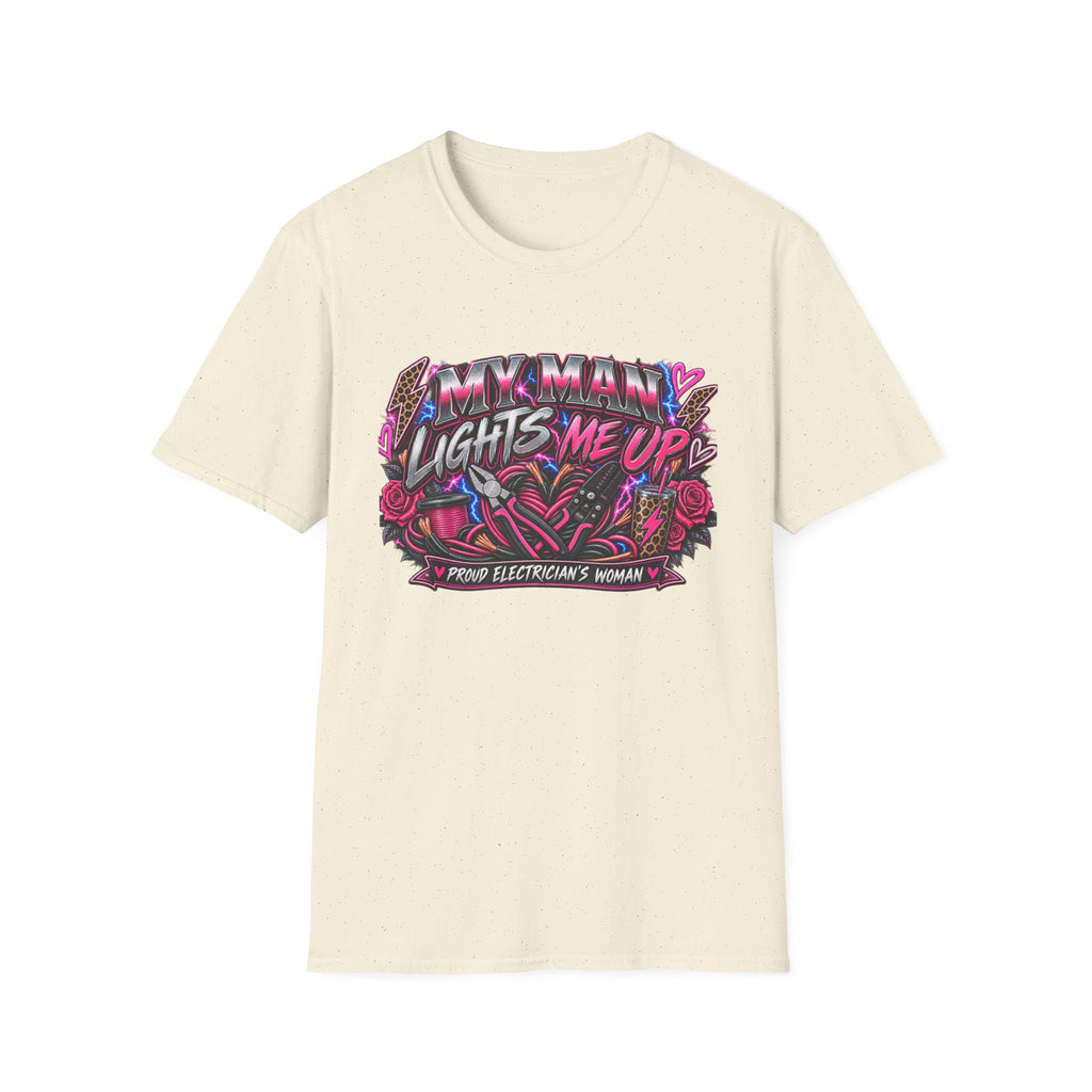 T‑Shirt — "My Man Lights Me Up" Retro Neon Floral Graphic Tee