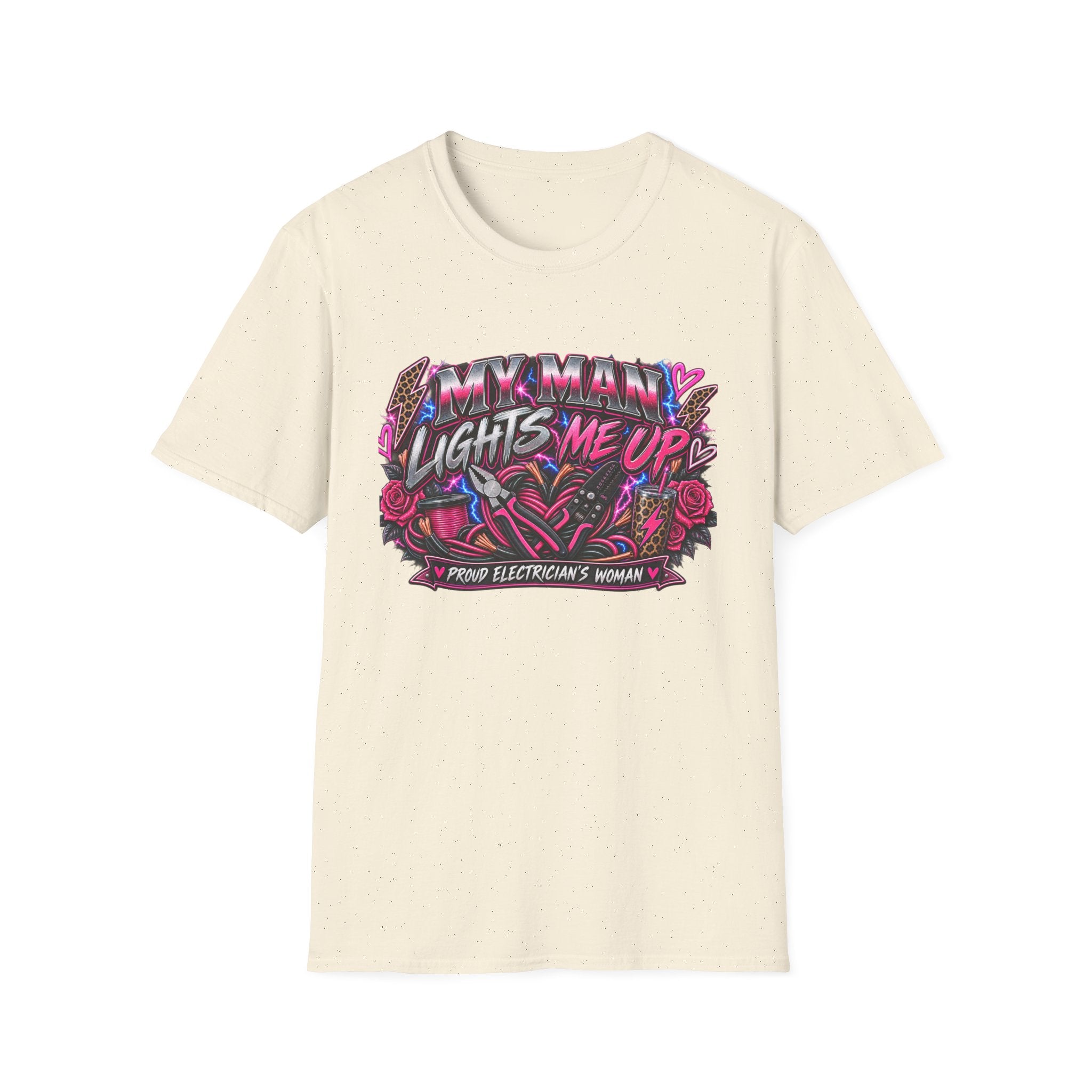 T‑Shirt — "My Man Lights Me Up" Retro Neon Floral Graphic Tee