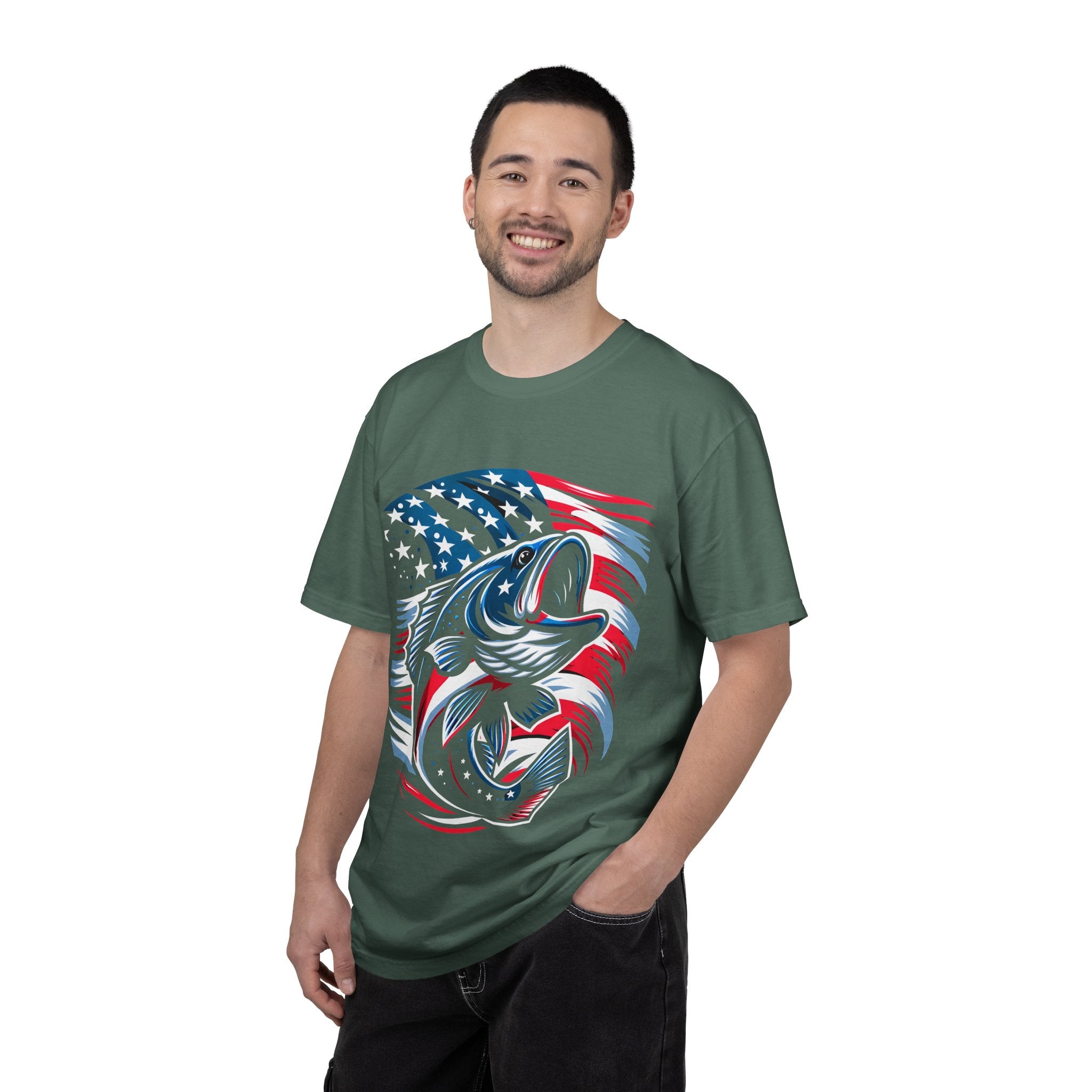 American Flag Bass T-Shirt — Patriotic Fishing Tee