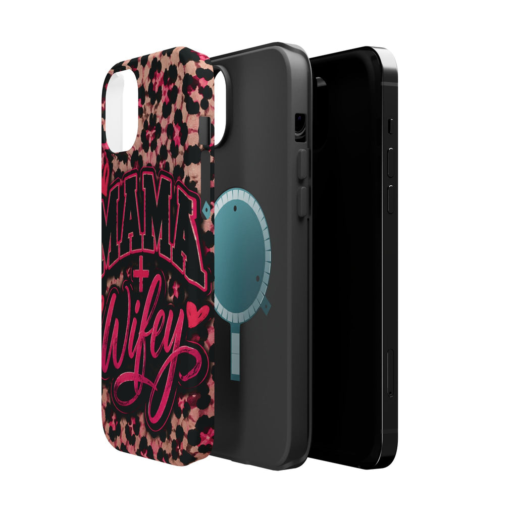 Phone Case — Pink Leopard "Mama Wifey" Magnetic Impact-Resistant Case