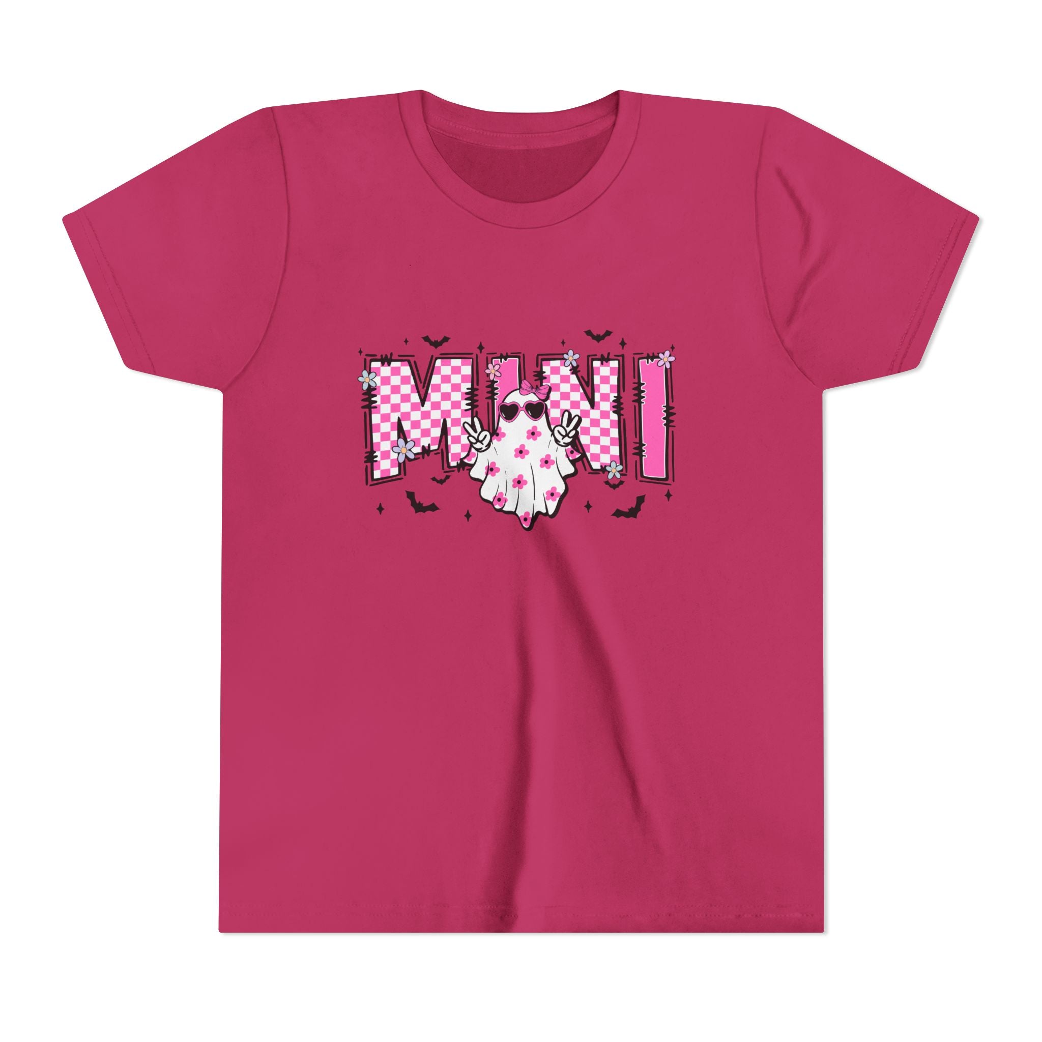 Youth Tee – 'Mimi' Pink Checker Ghost Graphic Kids Shirt