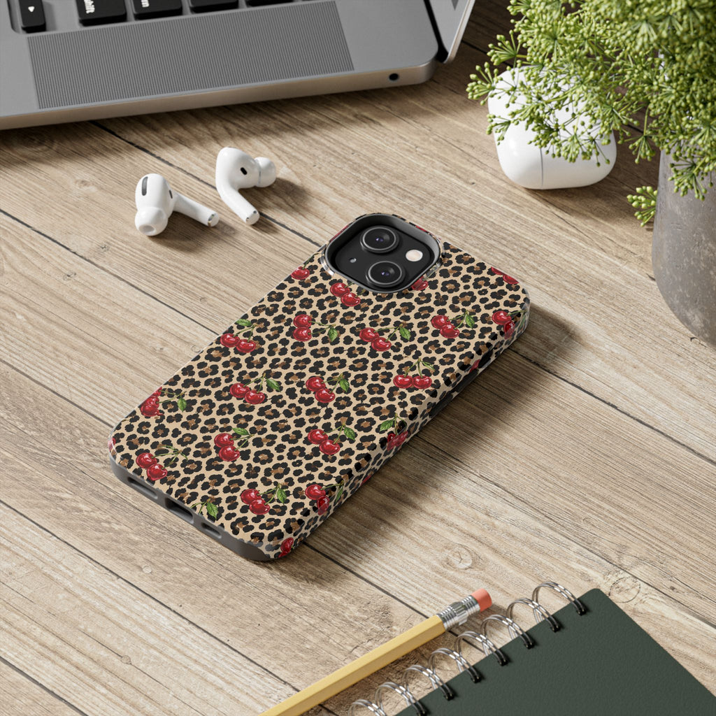 Cherry Leopard Tough Phone Case