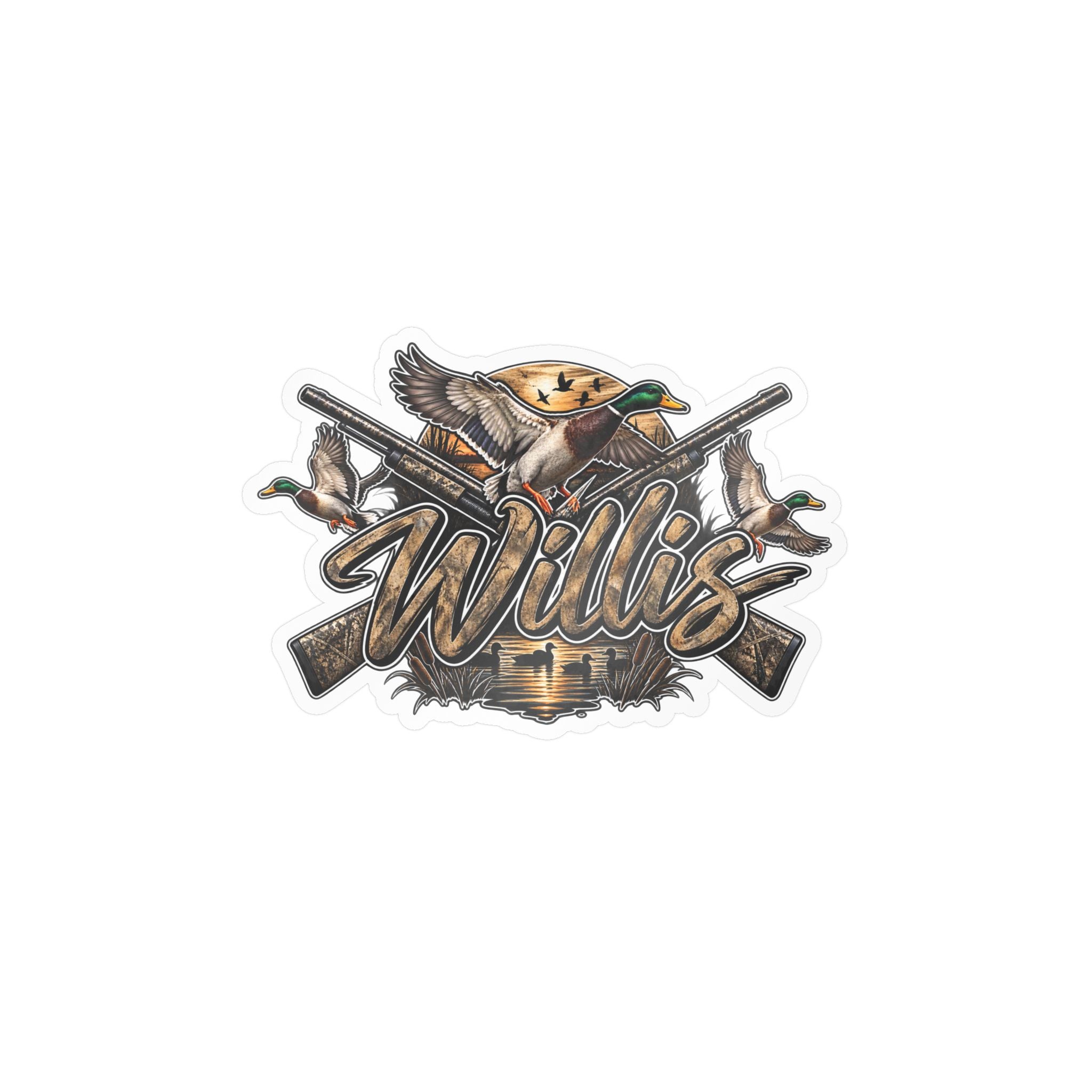 Personalized Duck Hunting Decal Sticker — "Willis" Kiss-Cut Vinyl