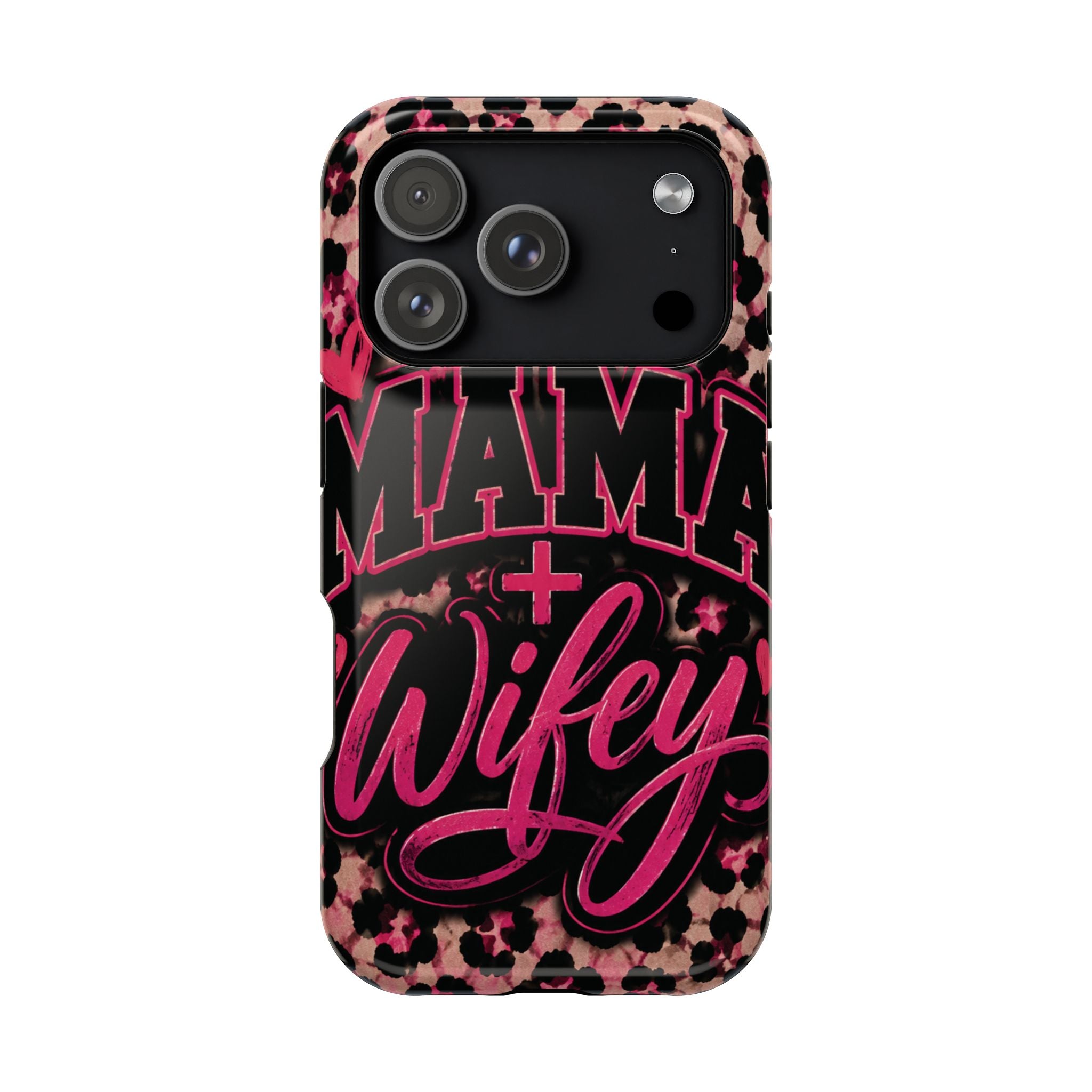 Phone Case — Pink Leopard "Mama Wifey" Magnetic Impact-Resistant Case