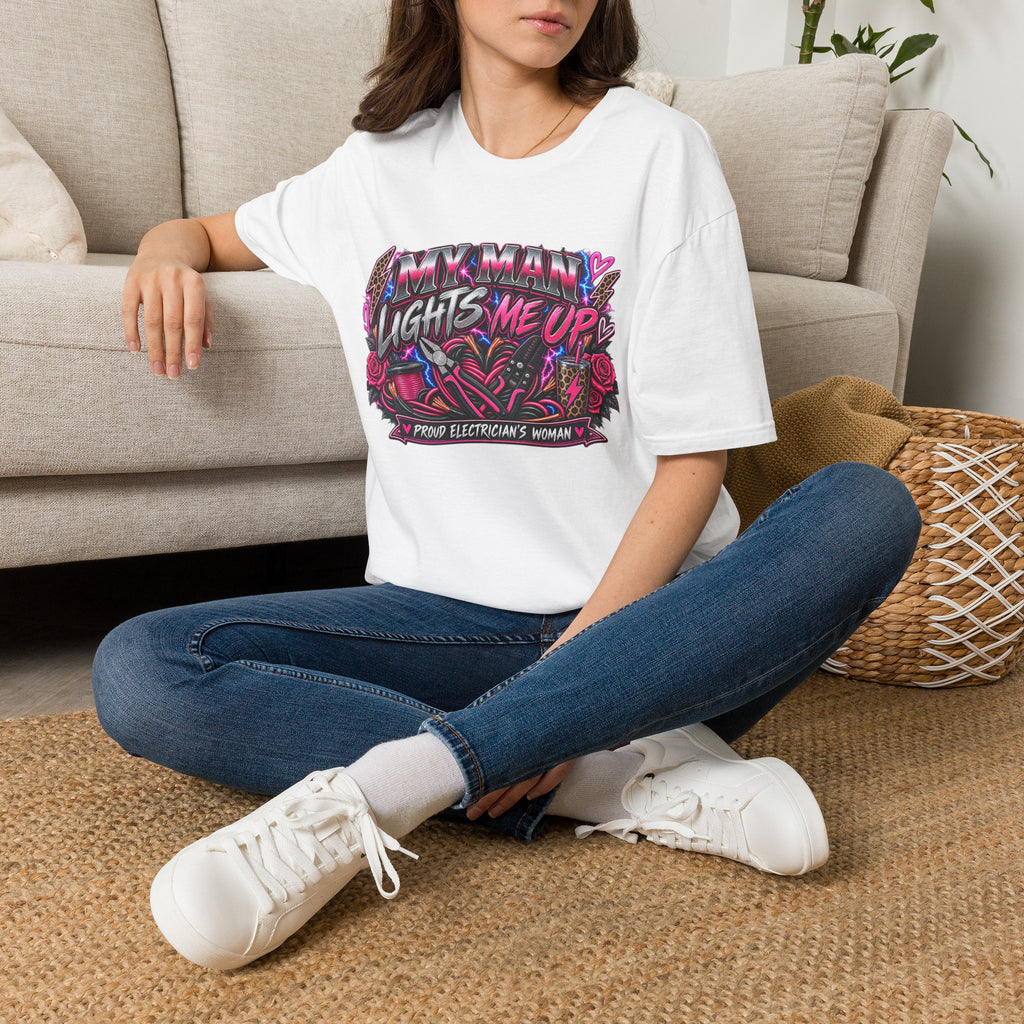 T‑Shirt — "My Man Lights Me Up" Retro Neon Floral Graphic Tee
