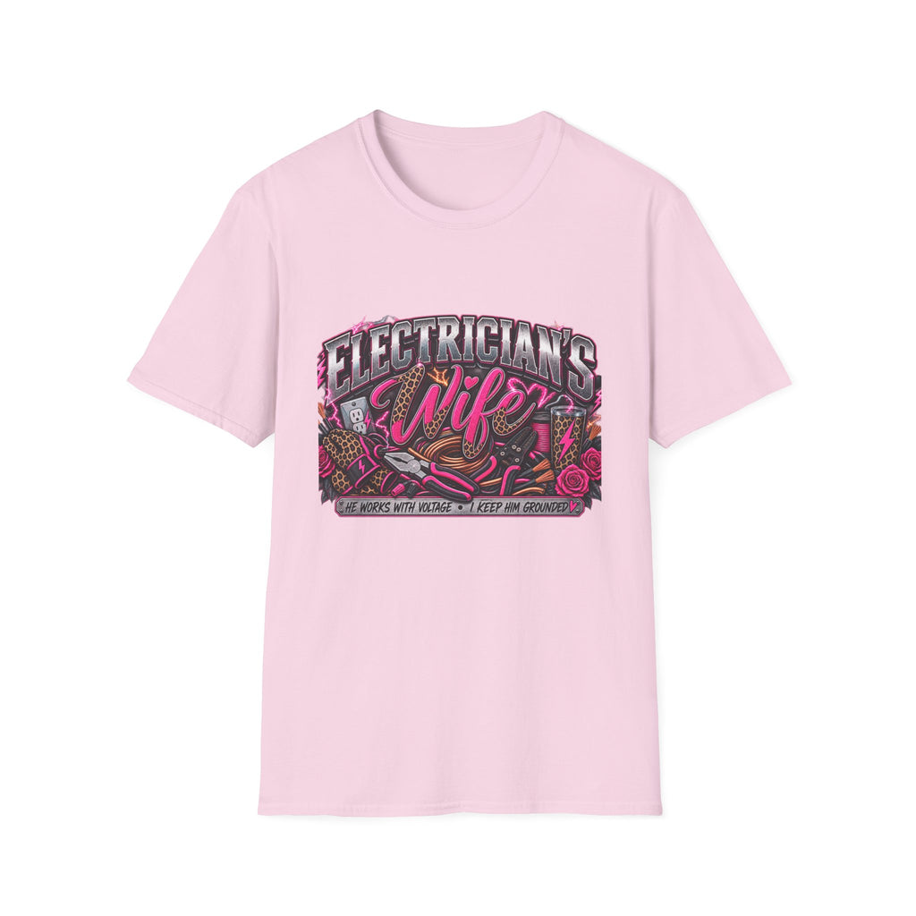 Electrician's Wife T-Shirt — Bold Pink Tradeswife Graphic Tee