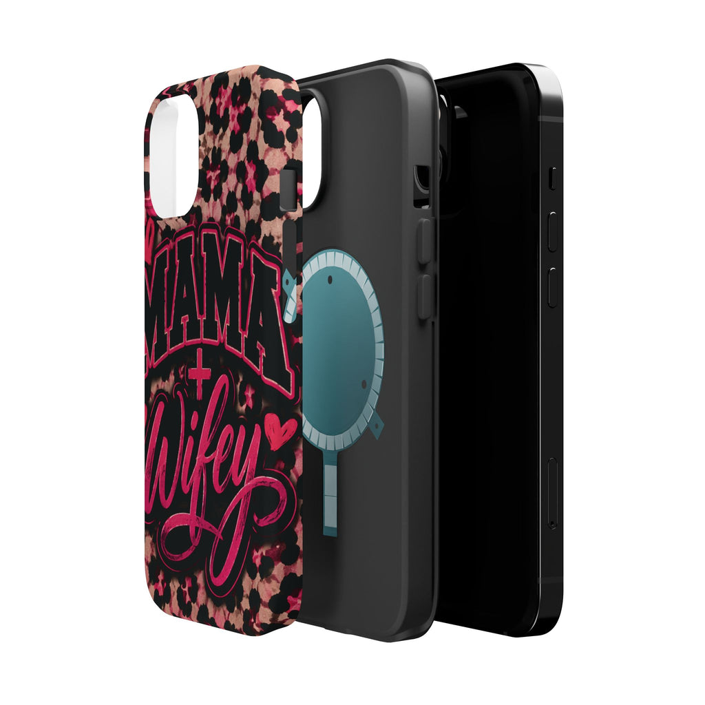 Phone Case — Pink Leopard "Mama Wifey" Magnetic Impact-Resistant Case