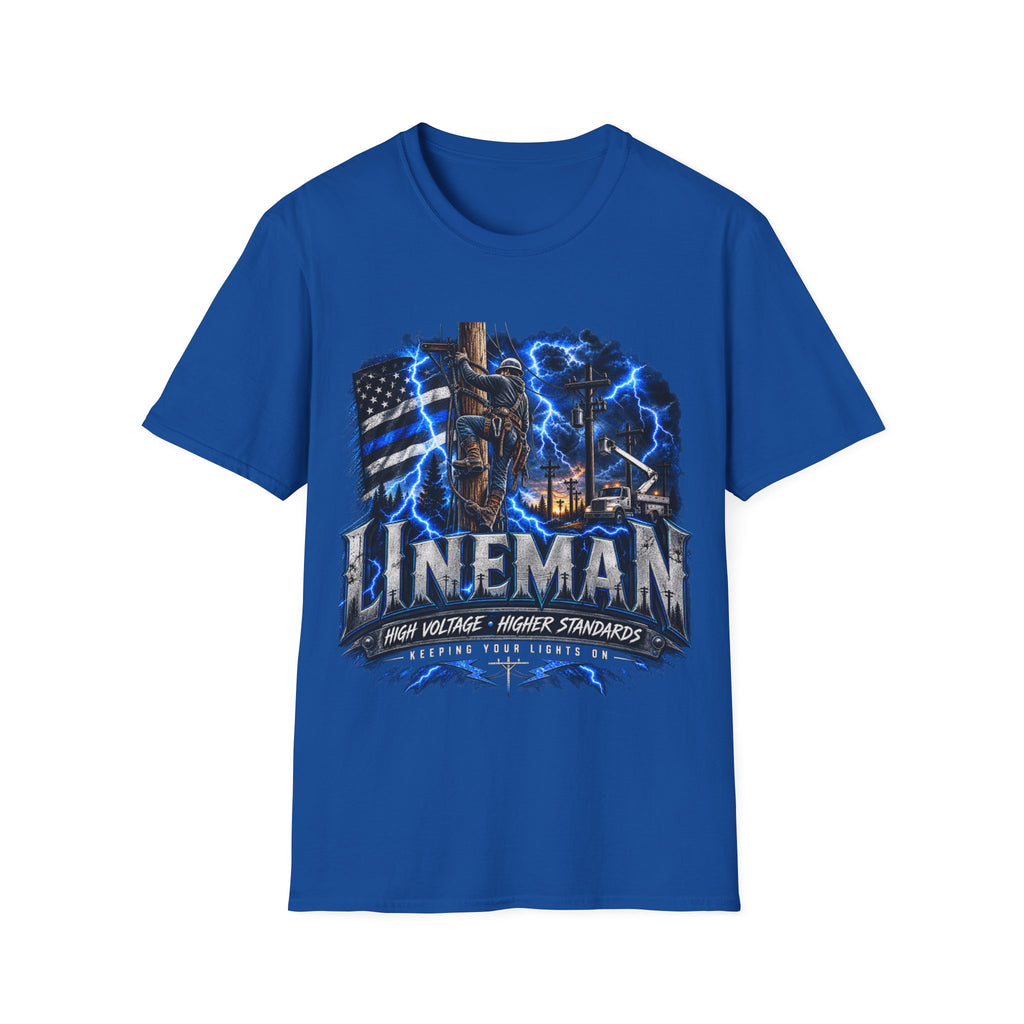 Lineman Lightning Graphic T-Shirt — Proud Electrical Worker Tribute