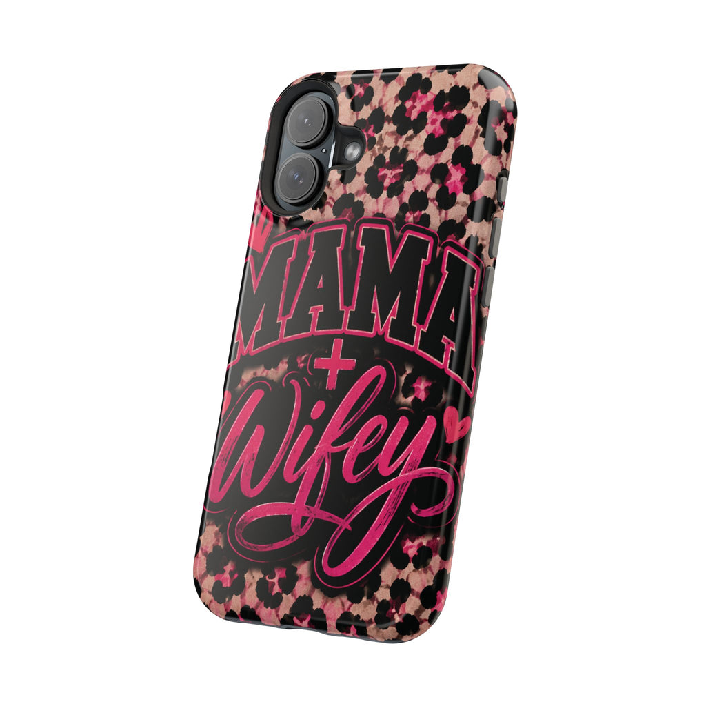 Phone Case — Pink Leopard "Mama Wifey" Magnetic Impact-Resistant Case